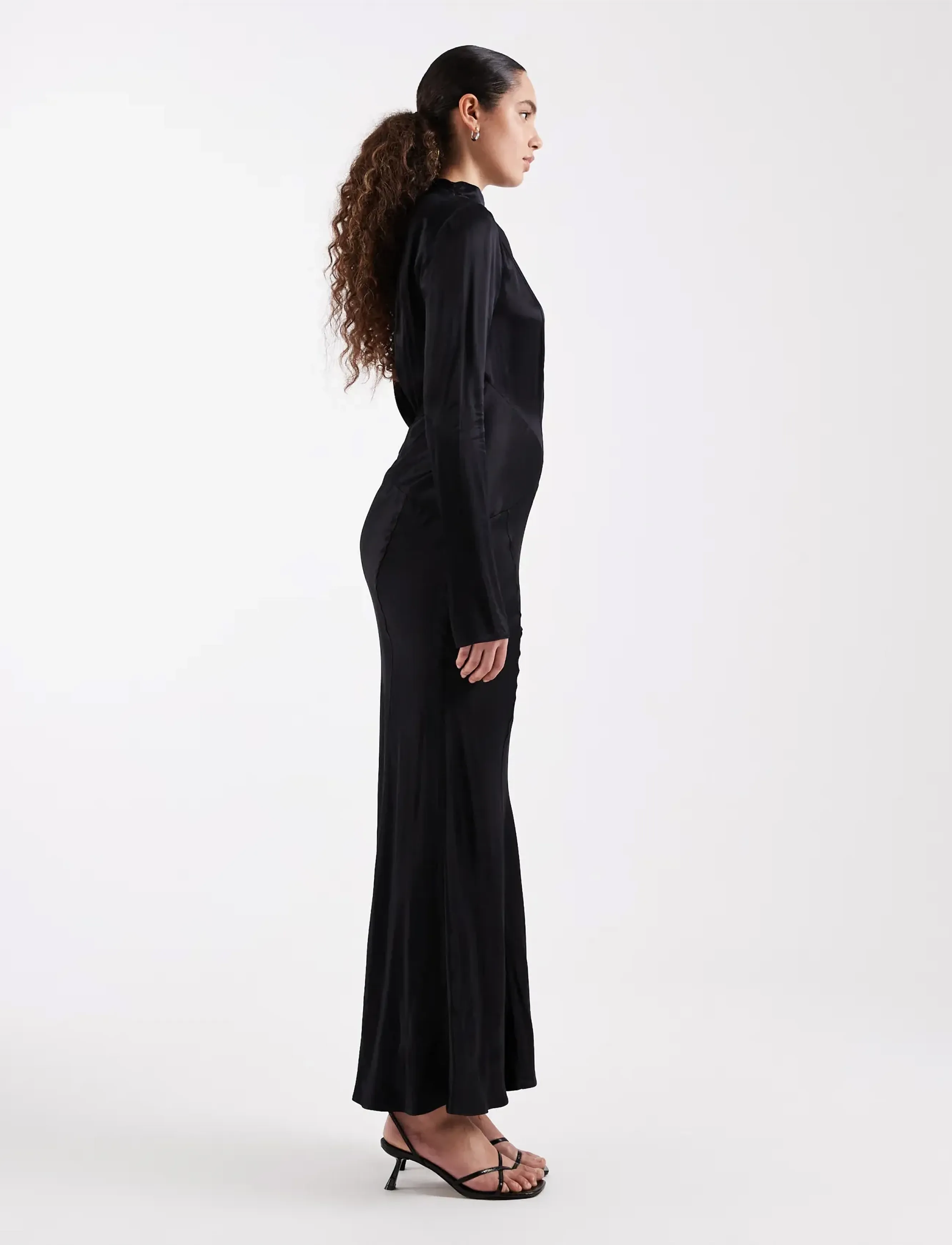 Topshop - TSAIA SATIN GROWN ON NECK MAXI DRESS WVN - jet black - 4