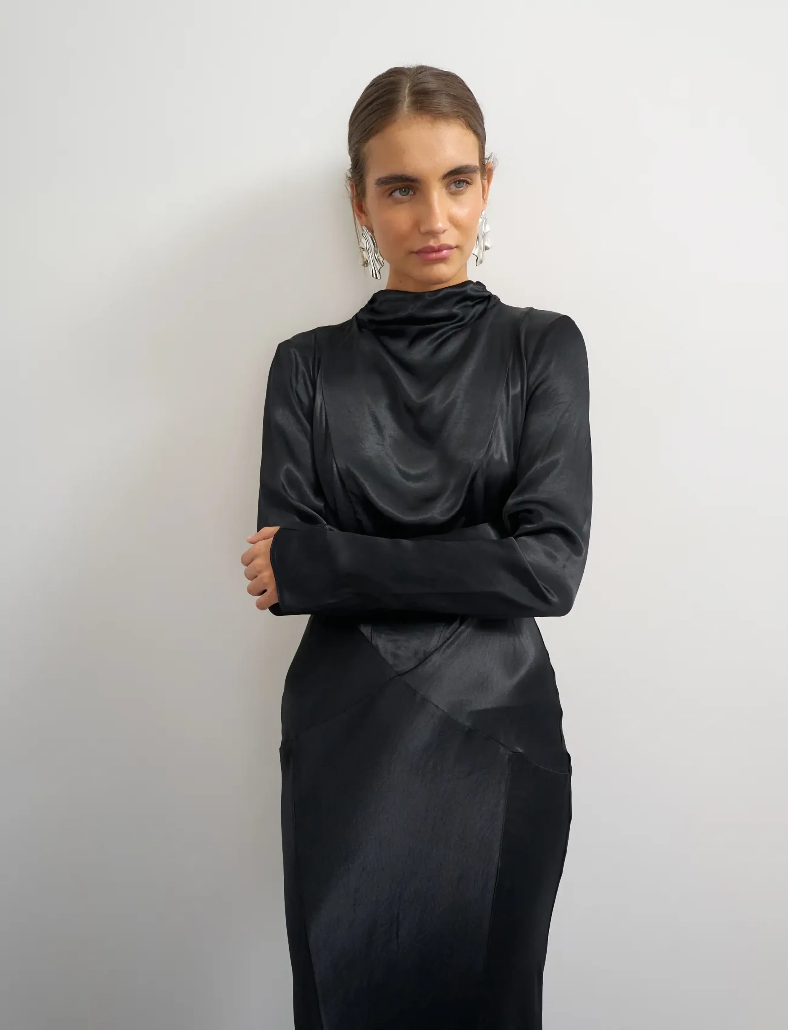 Topshop - TSAIA SATIN GROWN ON NECK MAXI DRESS WVN - abendkleider - jet black - 5