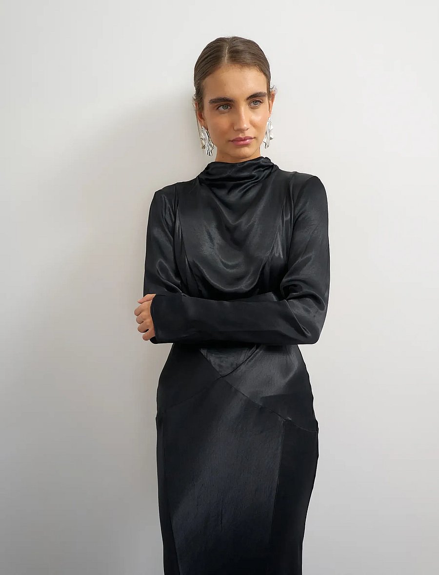 Topshop - TSAIA SATIN GROWN ON NECK MAXI DRESS WVN - abendkleider - jet black - 5