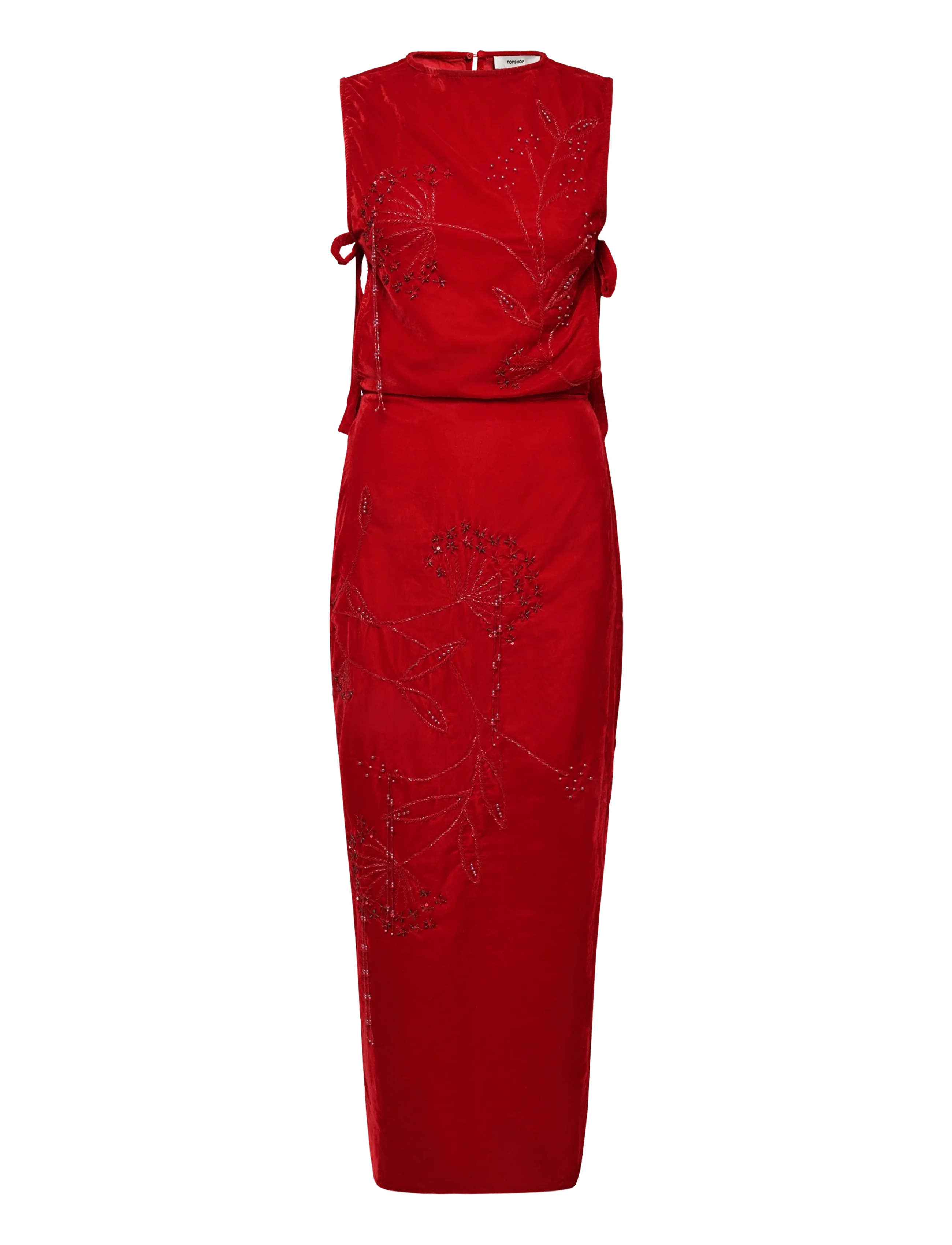 Topshop - TSABELONE VELVET MAXI DRESS WVN - feestjurken - high risk red - 1