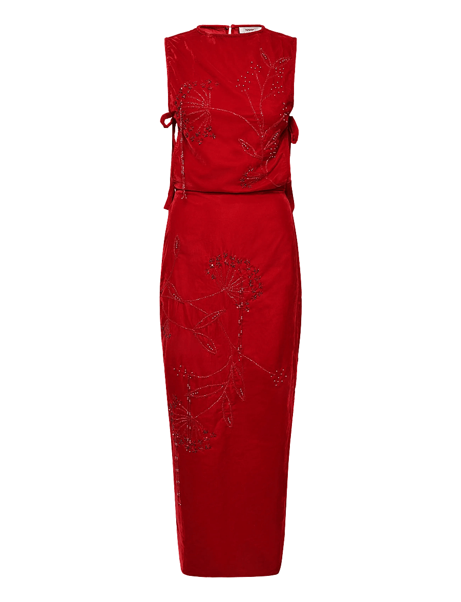 Topshop - TSABELONE VELVET MAXI DRESS WVN - feestjurken - high risk red - 1