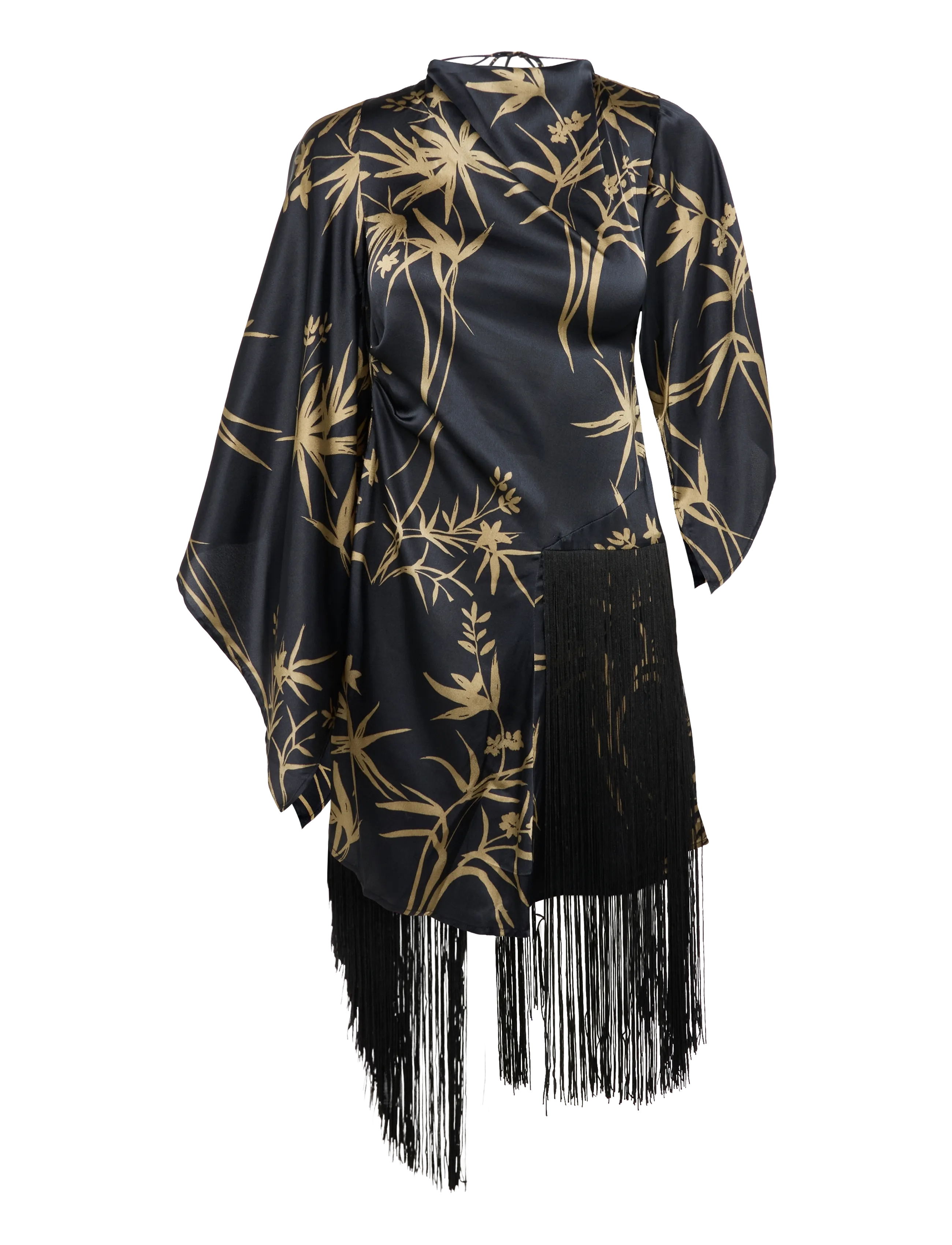 Topshop - TSABENNA FRINGED MINI DRESS WVN - jet black - 1