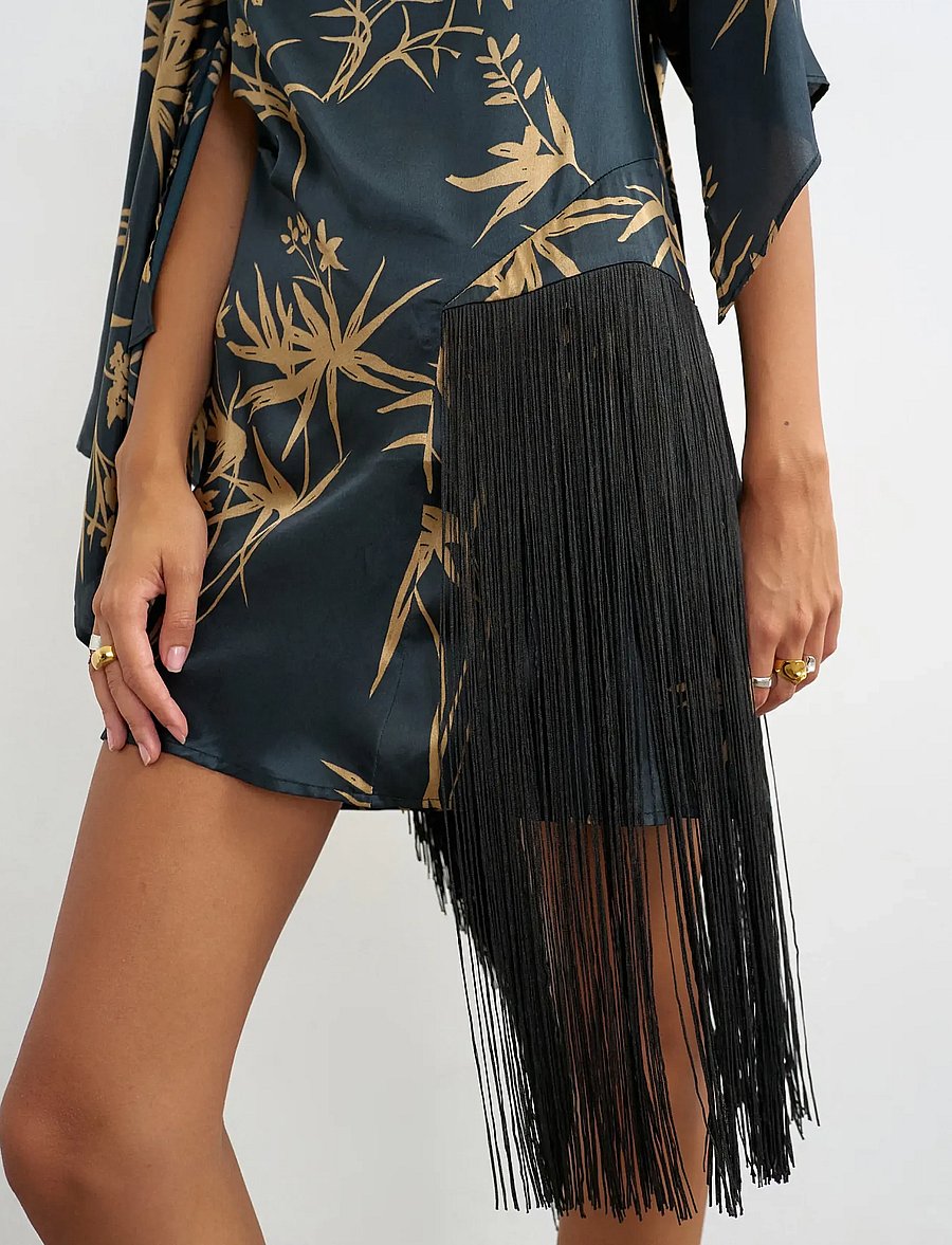 Topshop - TSABENNA FRINGED MINI DRESS WVN - jet black - 3
