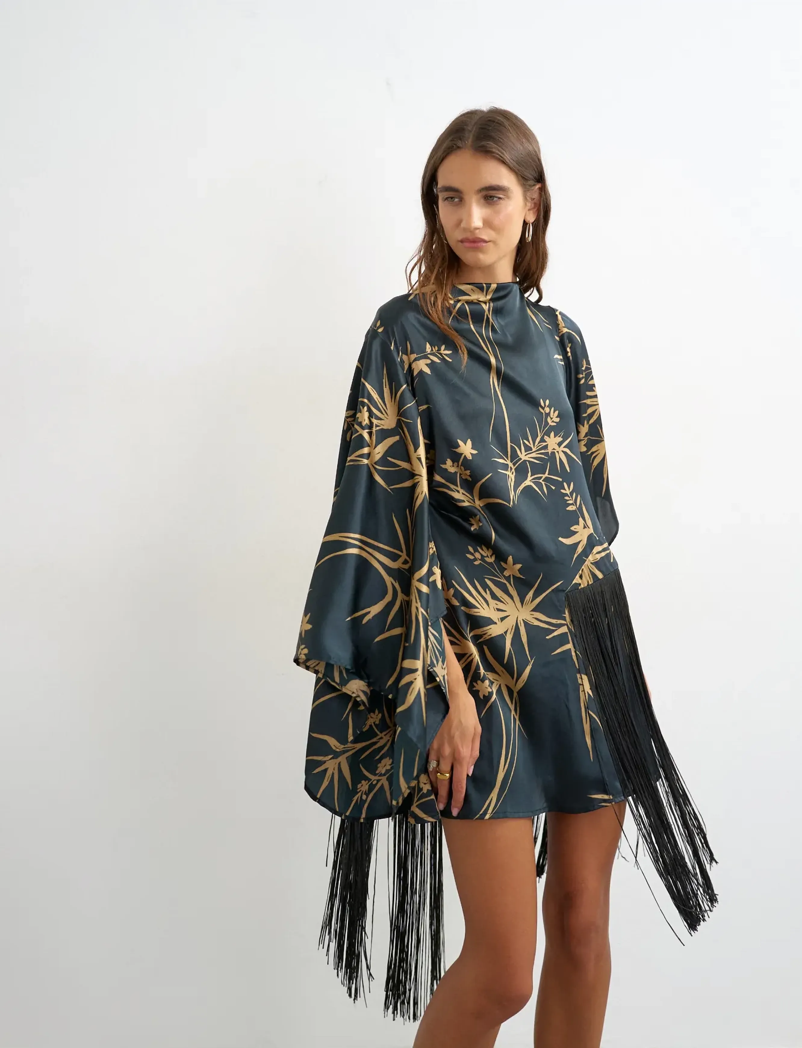 Topshop - TSABENNA FRINGED MINI DRESS WVN - jet black - 4