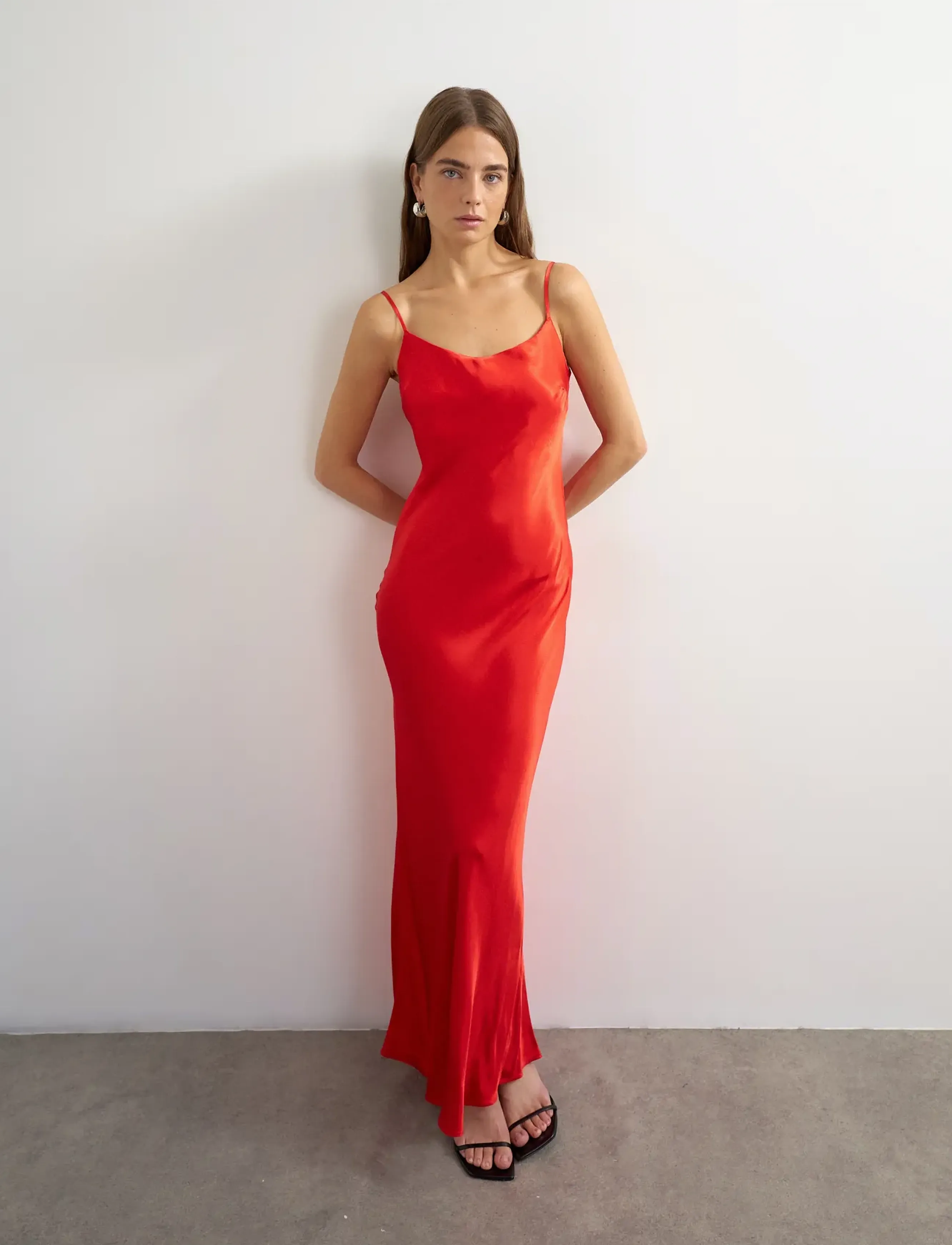 Topshop TSADDA SATIN SCOOP NECK SLIP DRESS WVN - Jung - HIGH RISK RED / red