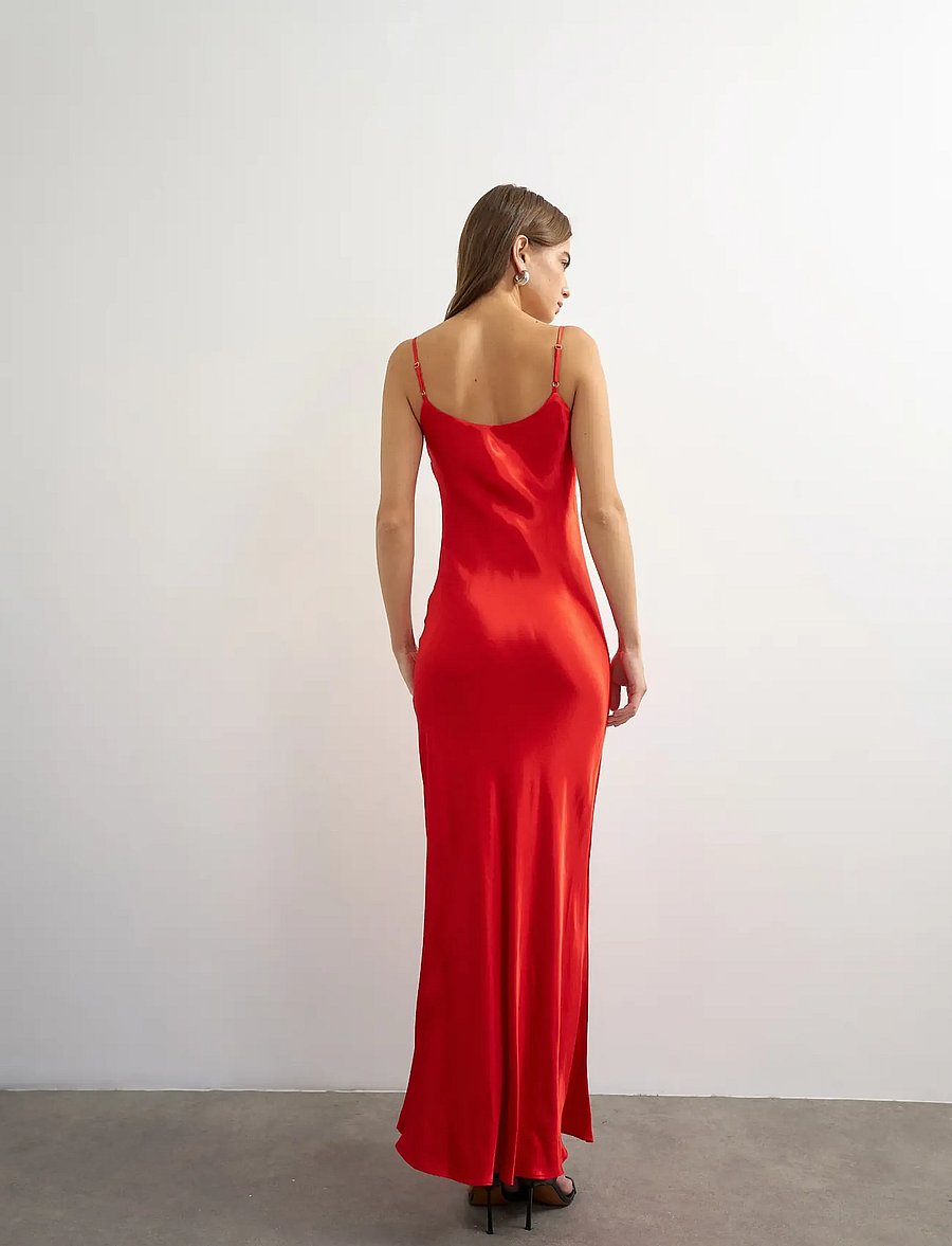 Topshop - TSADDA SATIN SCOOP NECK SLIP DRESS WVN - high risk red - 3