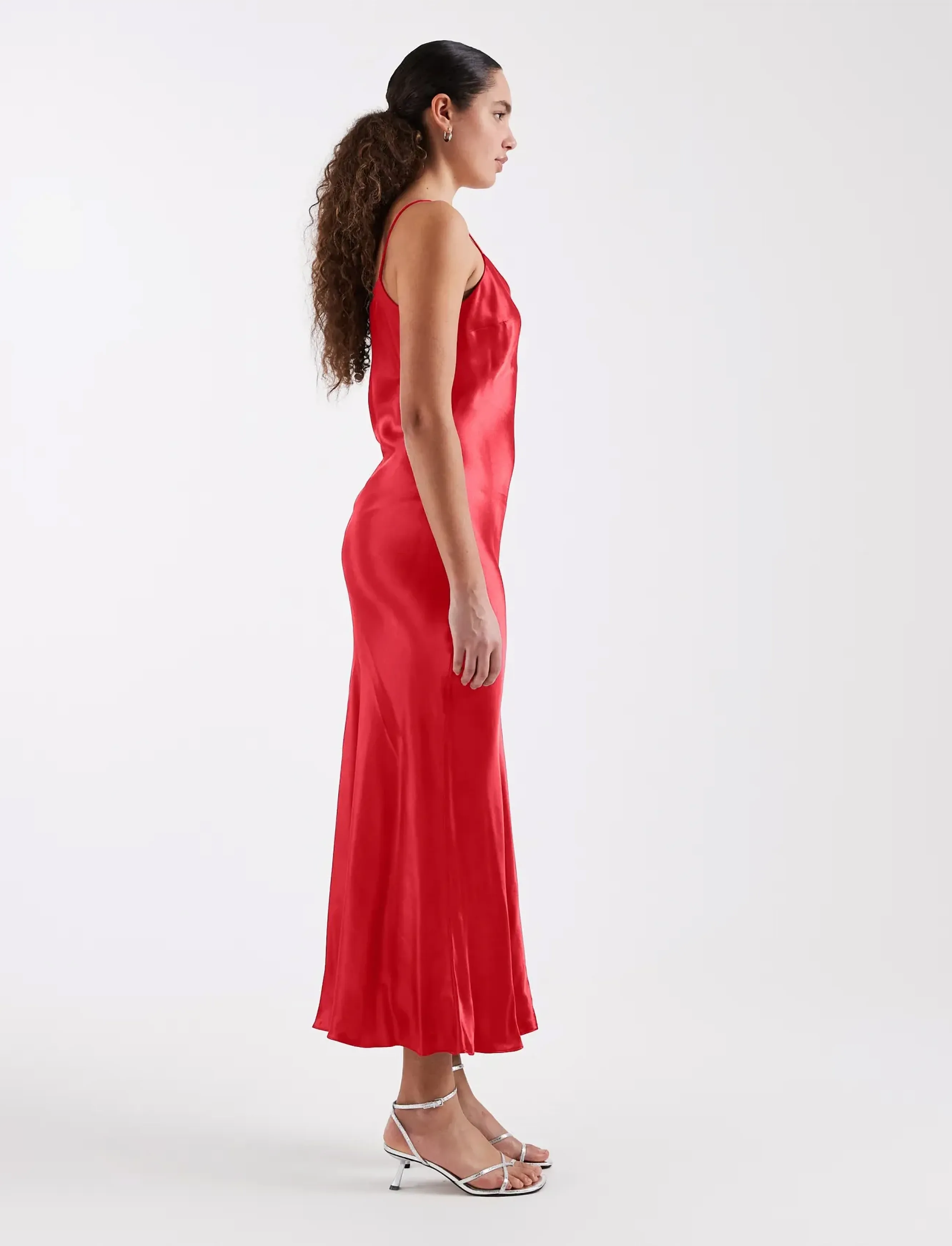 Topshop - TSADDA SATIN SCOOP NECK SLIP DRESS WVN - high risk red - 4
