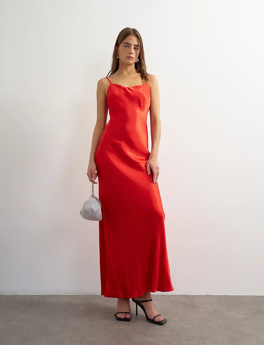 Topshop - TSADDA SATIN SCOOP NECK SLIP DRESS WVN - high risk red - 5