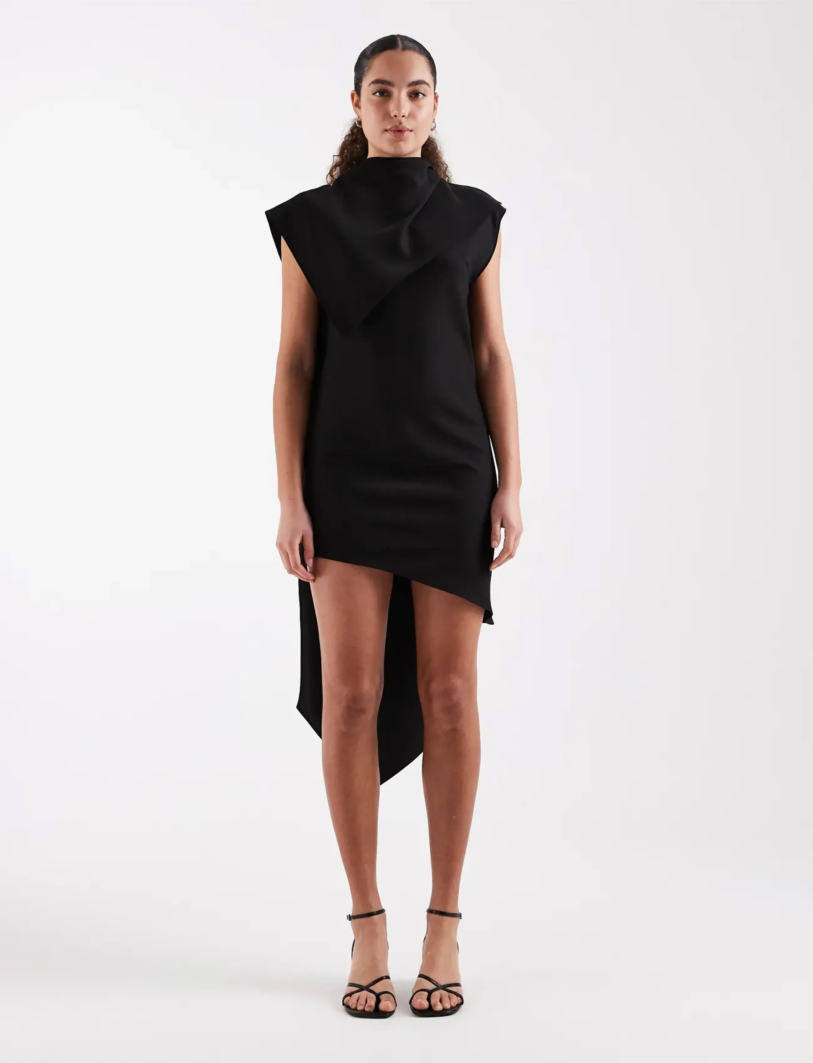 Topshop - TSACHOLA DRAPED SCARF DETAIL DRESS WVN - jet black - 0