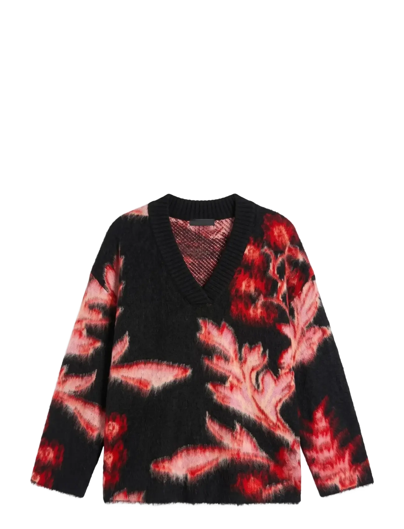 Topshop TSDIJA BRUSHED FLOWER JUMPER KNIT - Kläder - JET BLACK / black