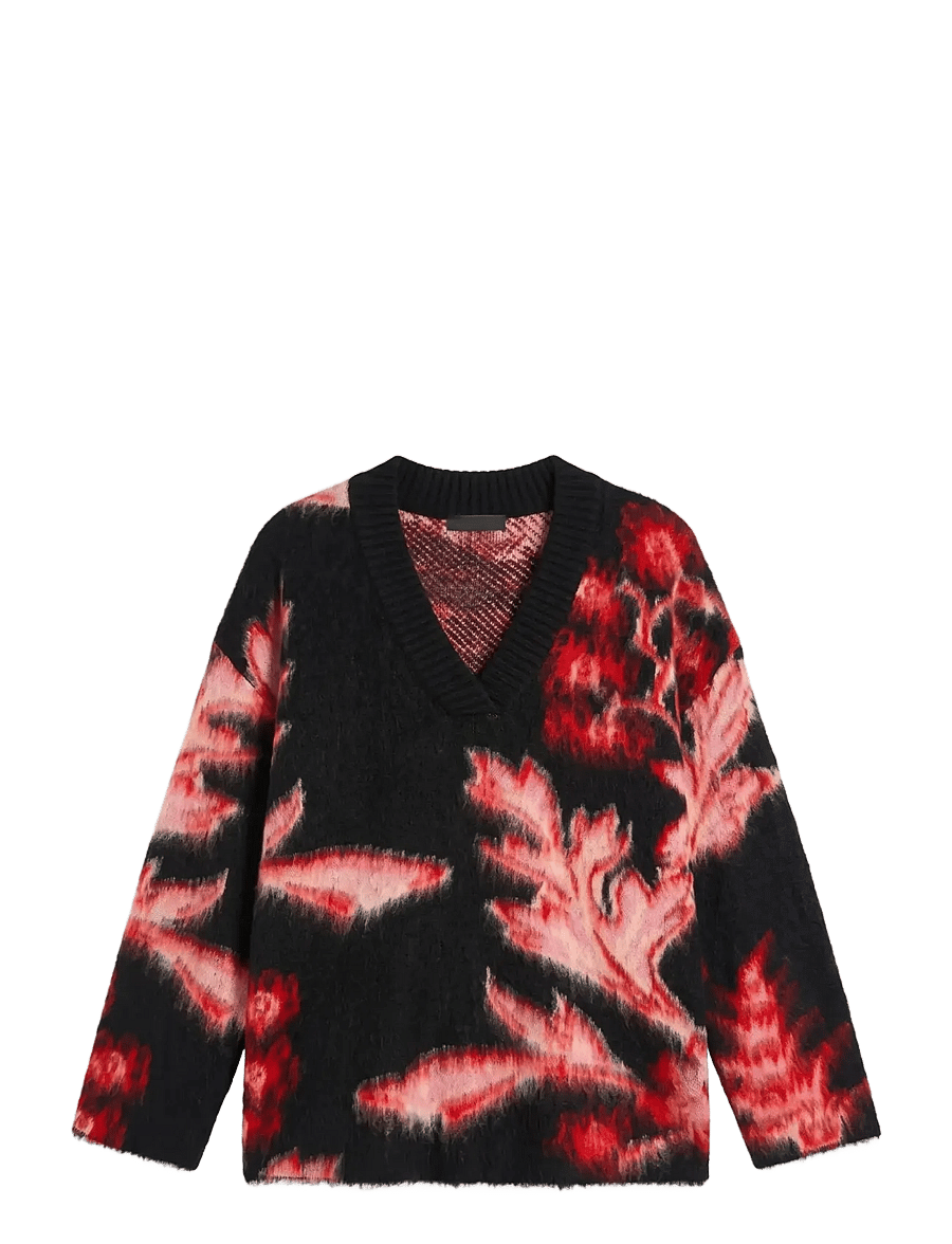 Topshop - TSDIJA BRUSHED FLOWER JUMPER KNIT - jet black - 1