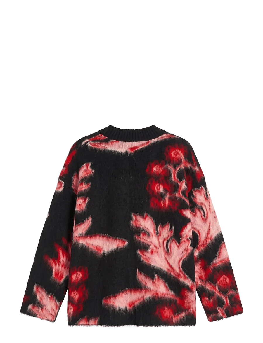 Topshop - TSDIJA BRUSHED FLOWER JUMPER KNIT - jet black - 2