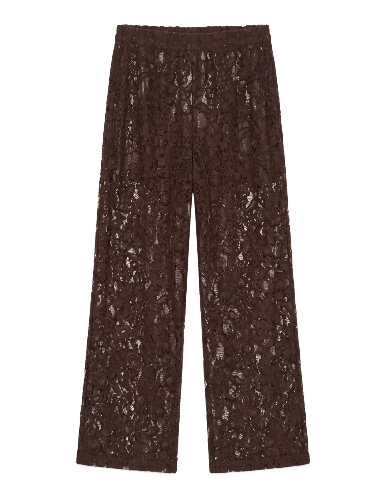 Topshop - TSCOCO LACE WIDE LEG TROUSERS JRS - chocolate brown - 1