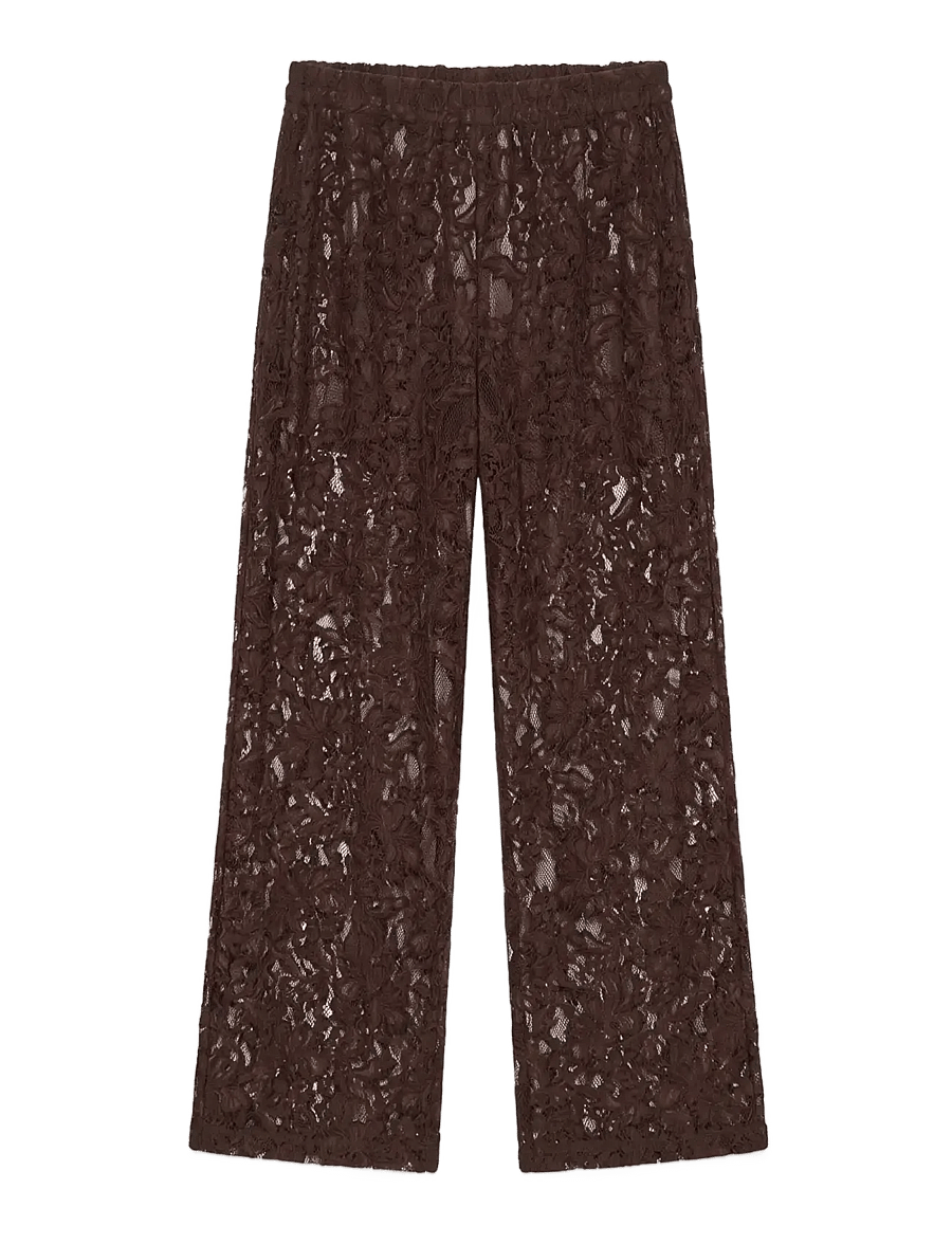 Topshop - TSCOCO LACE WIDE LEG TROUSERS JRS - chocolate brown - 1