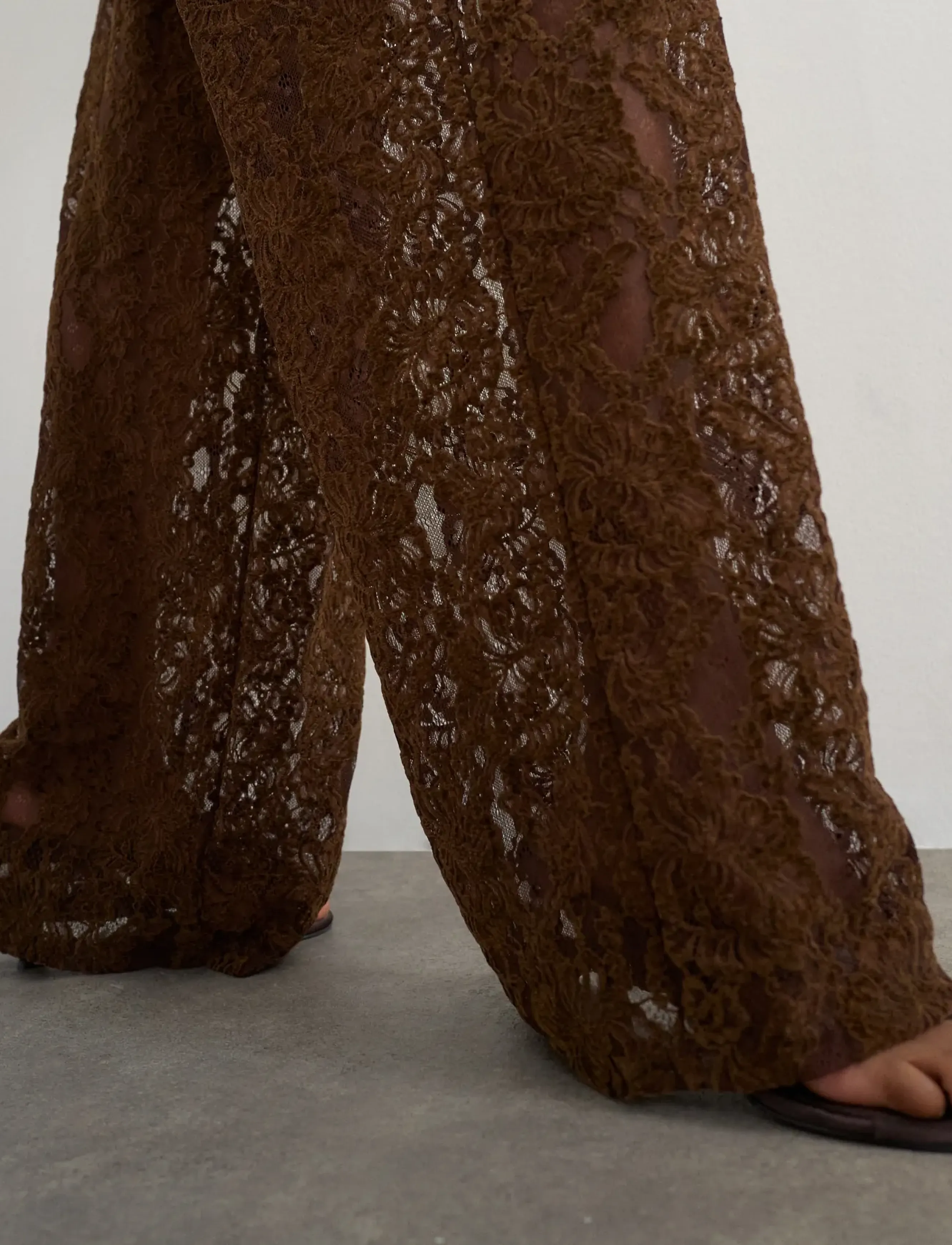 Topshop - TSCOCO LACE WIDE LEG TROUSERS JRS - chocolate brown - 4
