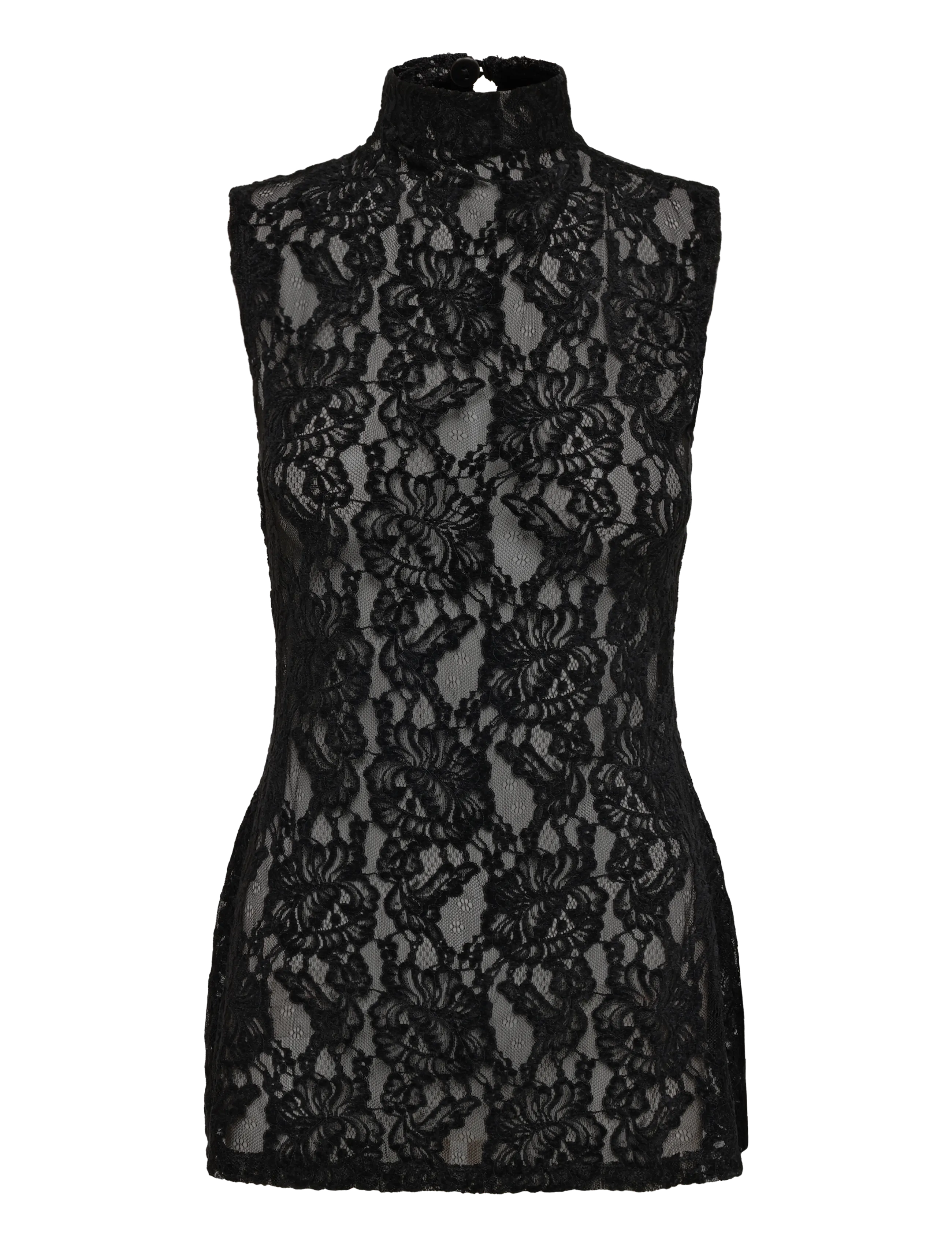 Topshop - TSCOCO LACE HIGH NECK S/L TOP JRS - Ärmellose blusen - black - 1