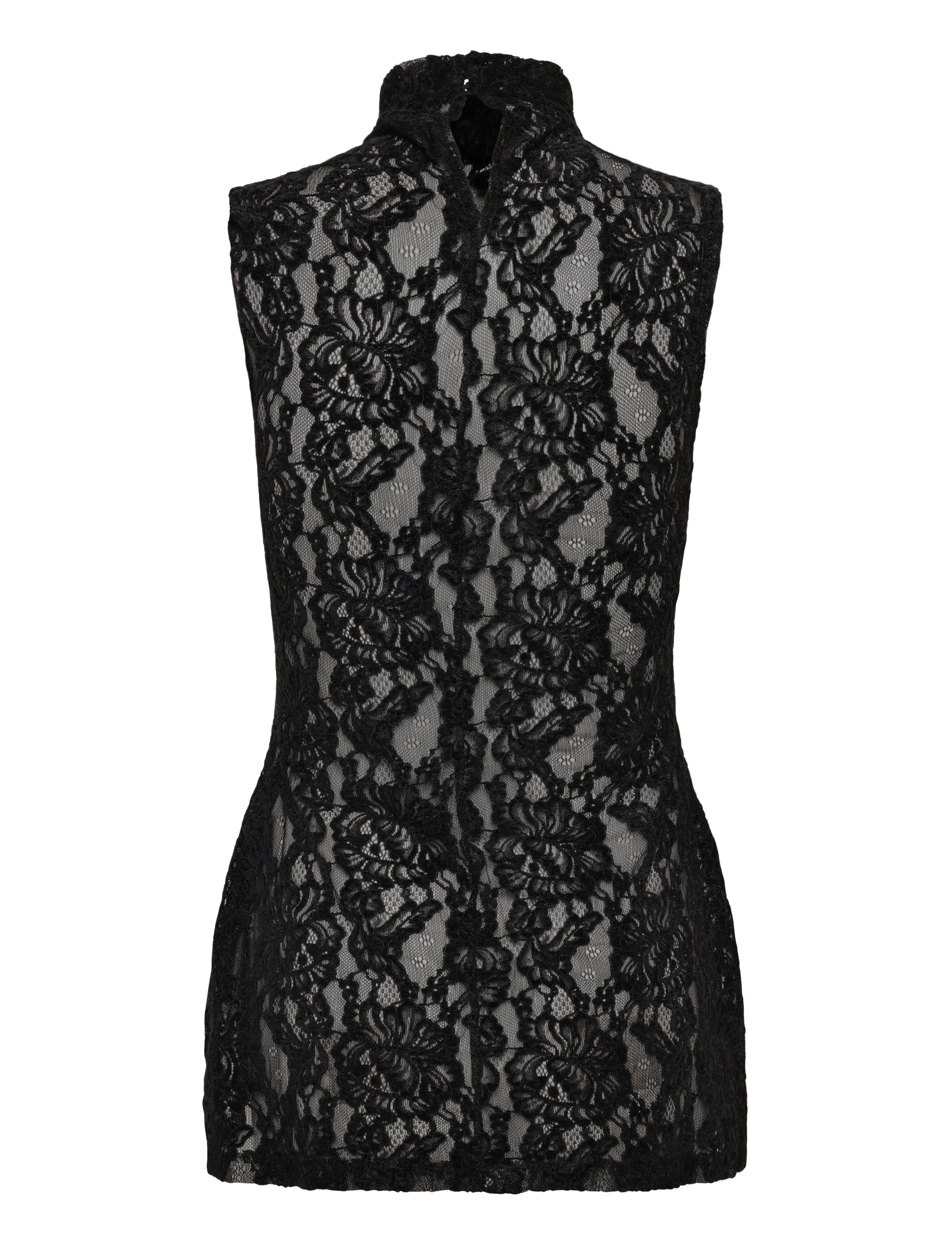 Topshop - TSCOCO LACE HIGH NECK S/L TOP JRS - Ärmellose blusen - black - 2