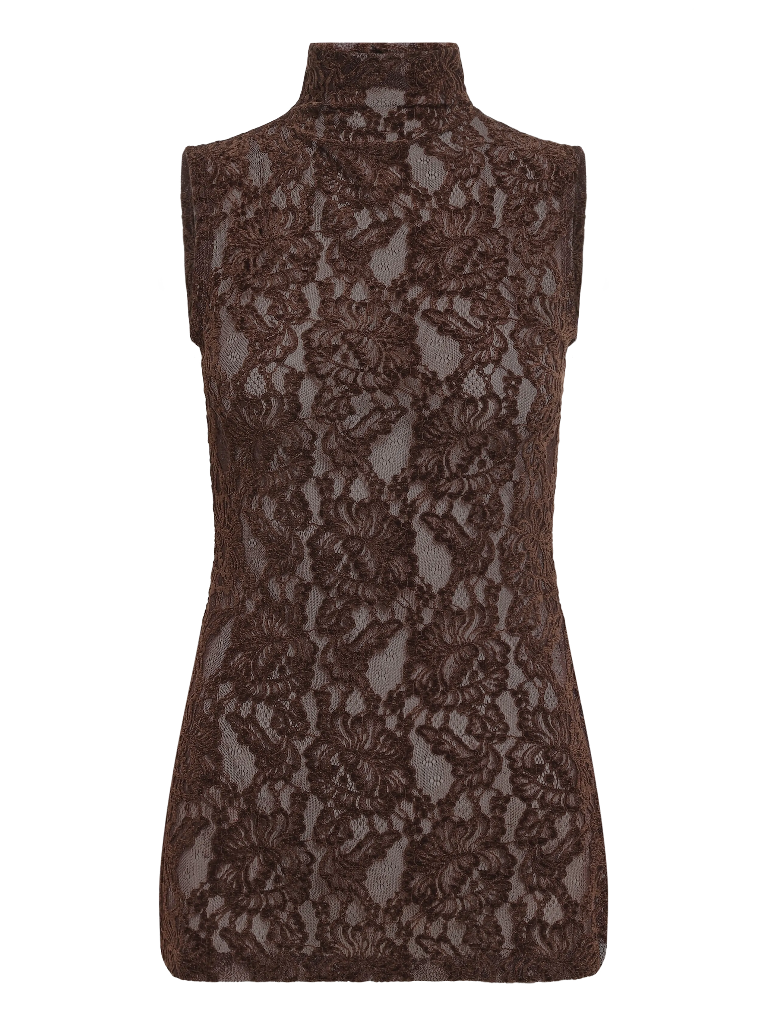 Topshop TSCOCO LACE HIGH NECK S/L TOP JRS - Naiste pidulikud riided - CHOCOLATE BROWN / brown