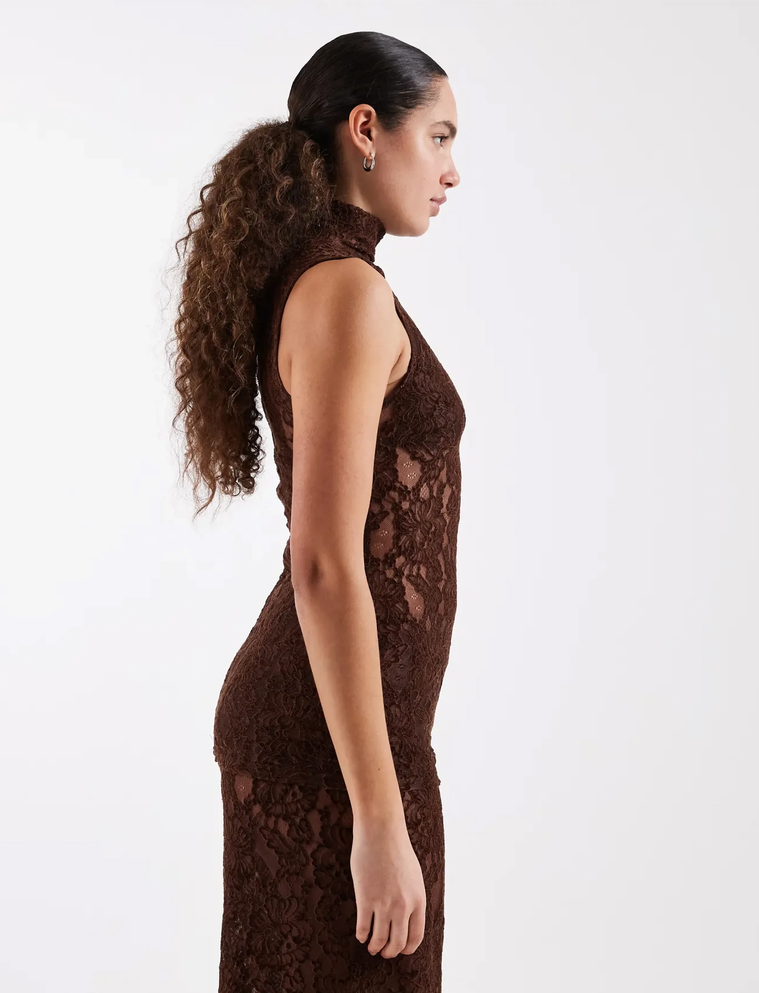 TOPSHOP Tscoco Lace High Neck S/L Top Jrs toppar & linnen dam – bild 3