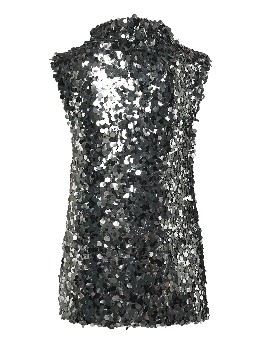 Topshop - TSCARLA SEQUIN SIDE TIE TUNIC TOP JRS - special occasions - jet black - 2