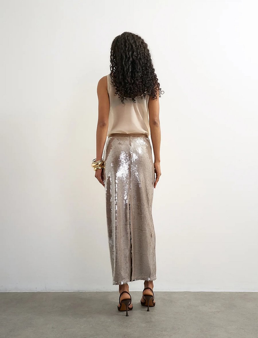Topshop - TSCECIA SEQUIN MAXI SKIRT JRS - chocolate brown - 3
