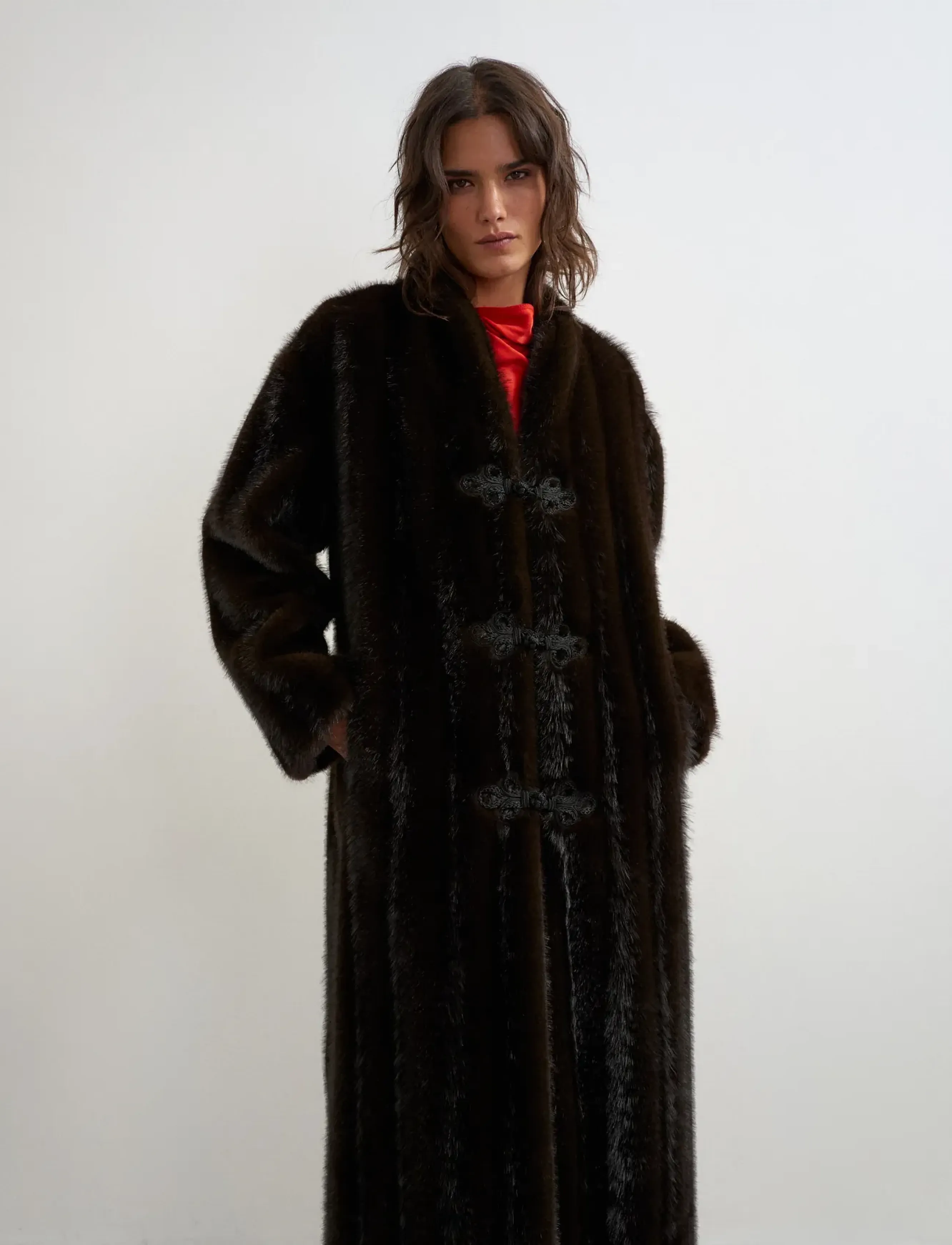 Topshop TSARIZONA LONGLINE DETAIL JACKET OTW - Jackets & Coats - CHOCOLATE BROWN / brown