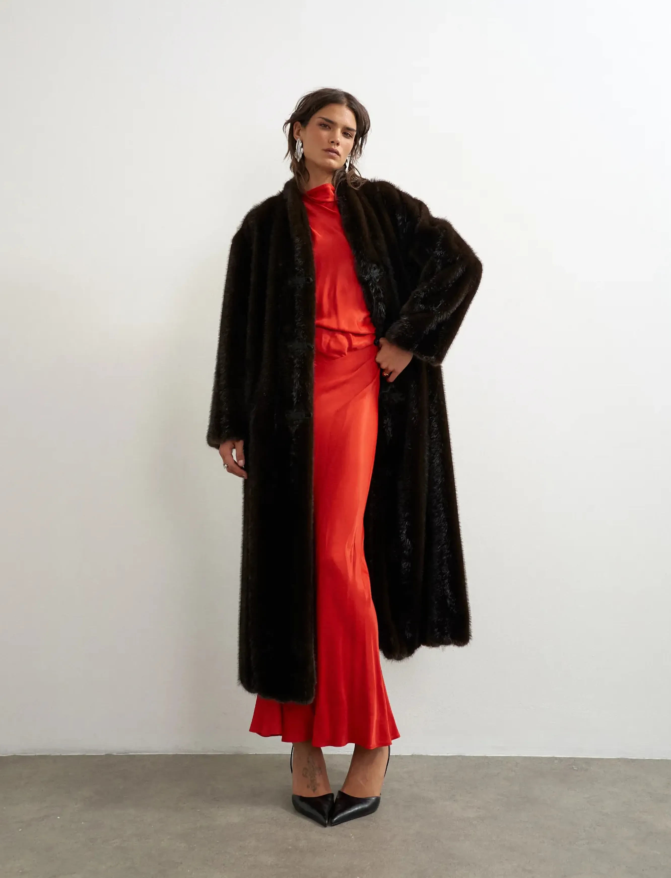 Topshop - TSARIZONA LONGLINE DETAIL JACKET OTW - kunstpelz - chocolate brown - 3