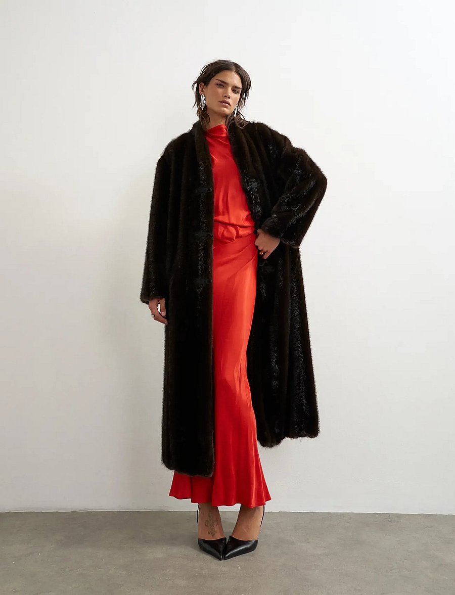 Topshop - TSARIZONA LONGLINE DETAIL JACKET OTW - kunstpelz - chocolate brown - 3