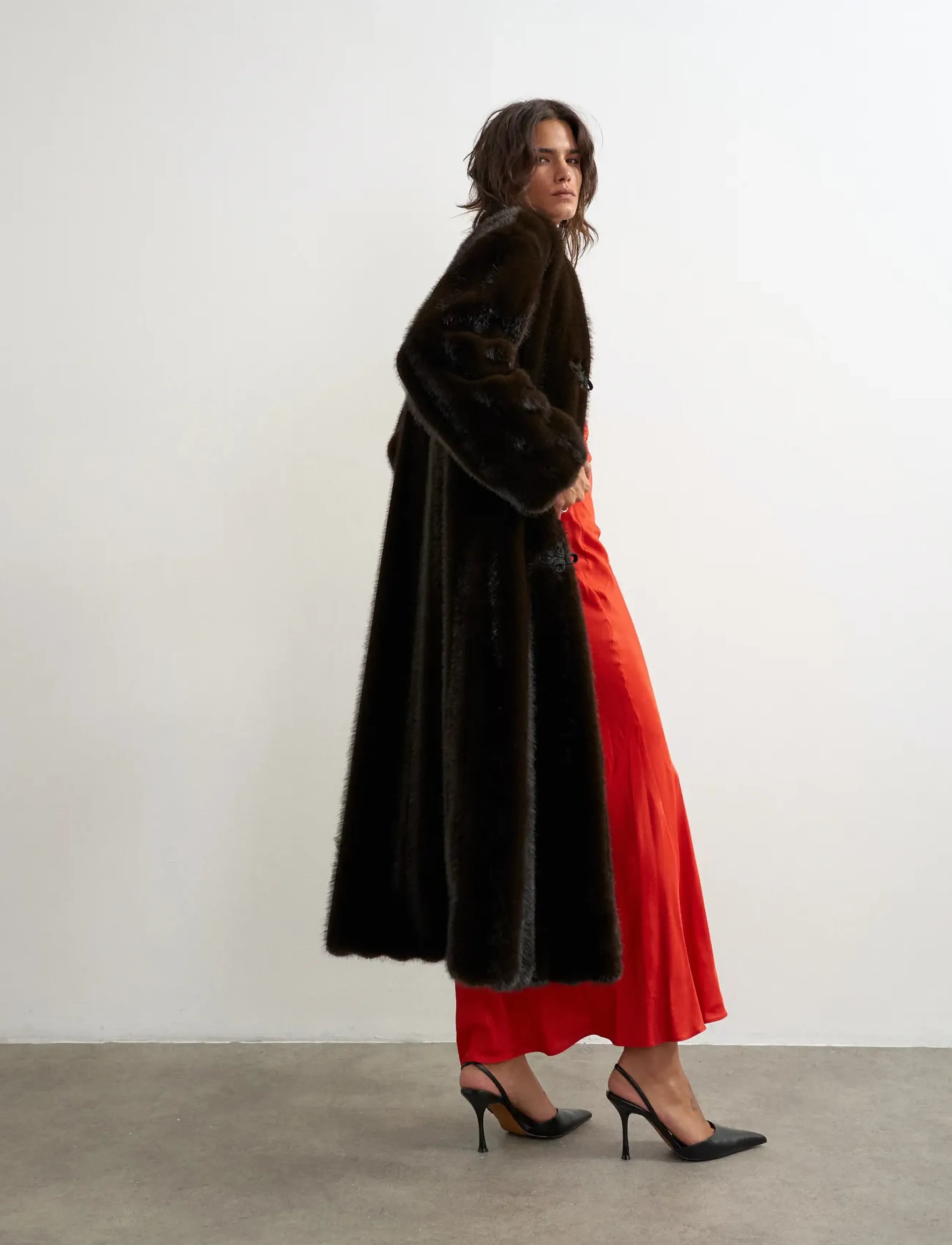 Topshop - TSARIZONA LONGLINE DETAIL JACKET OTW - kunstpelz - chocolate brown - 4