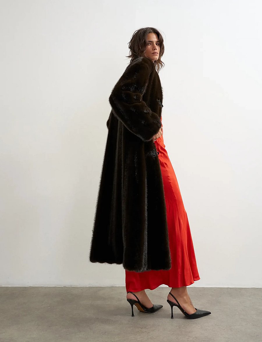 Topshop - TSARIZONA LONGLINE DETAIL JACKET OTW - kunstpelz - chocolate brown - 4