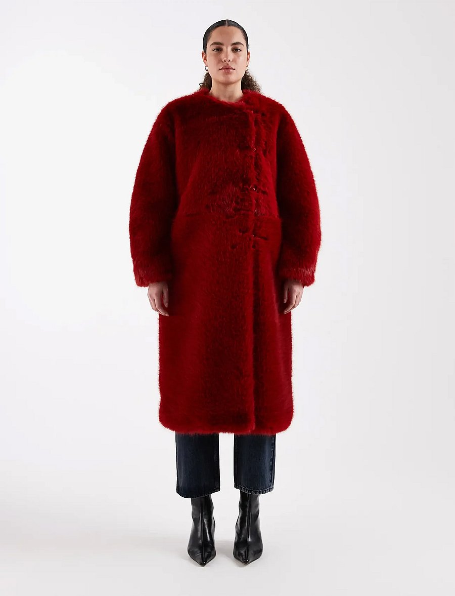 Topshop - TSFRUITY OVERSIZED LONGLINE COAT OTW - fiery red - 0