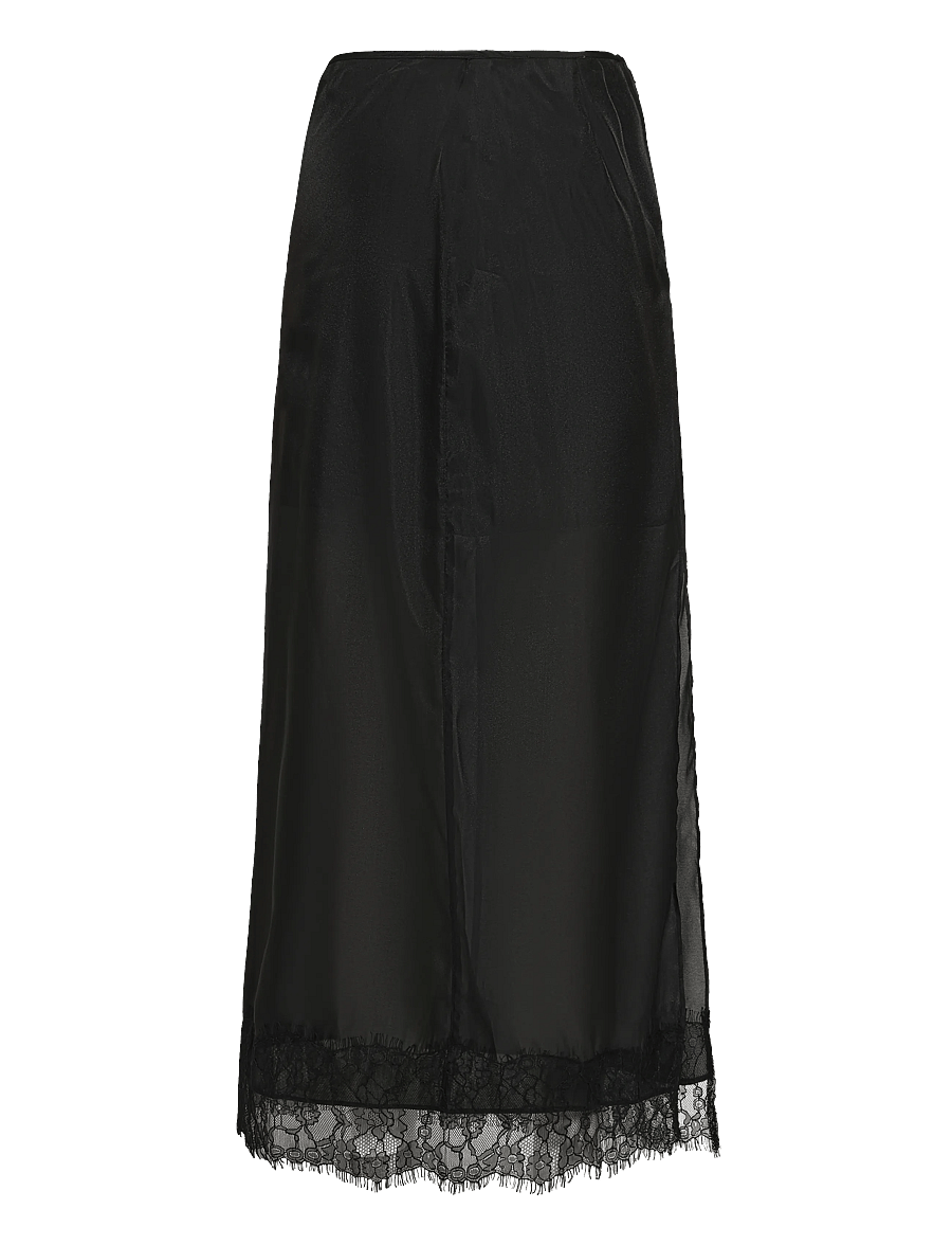Topshop - TSDENA ORGANZA LACE HEM MAXI SKIRT WVN - maksiseelikud - jet black - 2