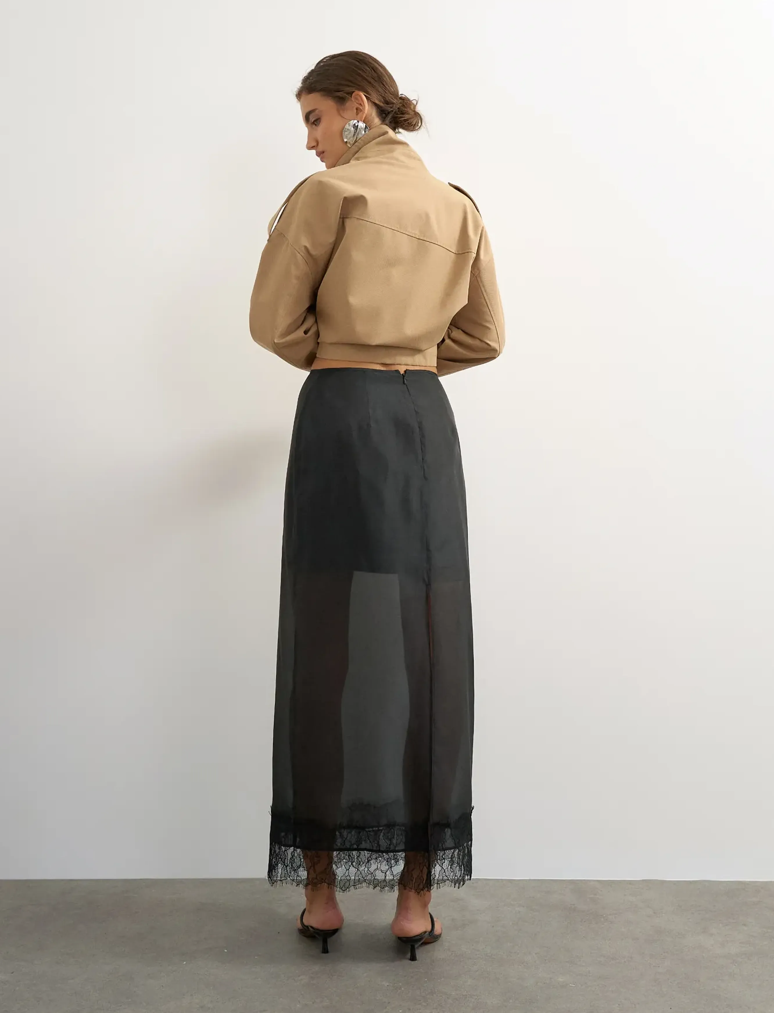 Topshop - TSDENA ORGANZA LACE HEM MAXI SKIRT WVN - jet black - 2