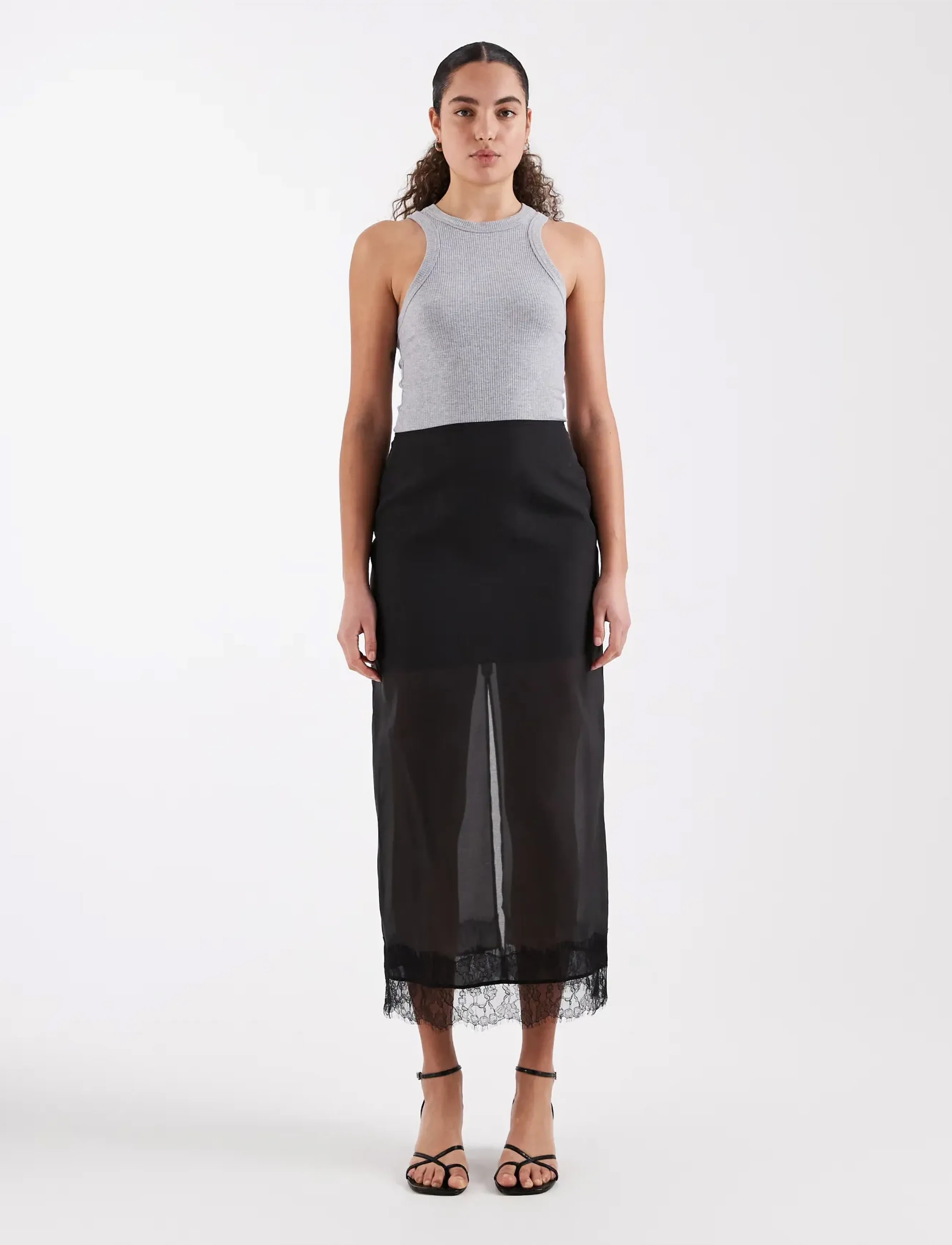 TOPSHOP Tsdena Organza Lace Hem Maxi Skirt Wvn kjolar dam – bild 5