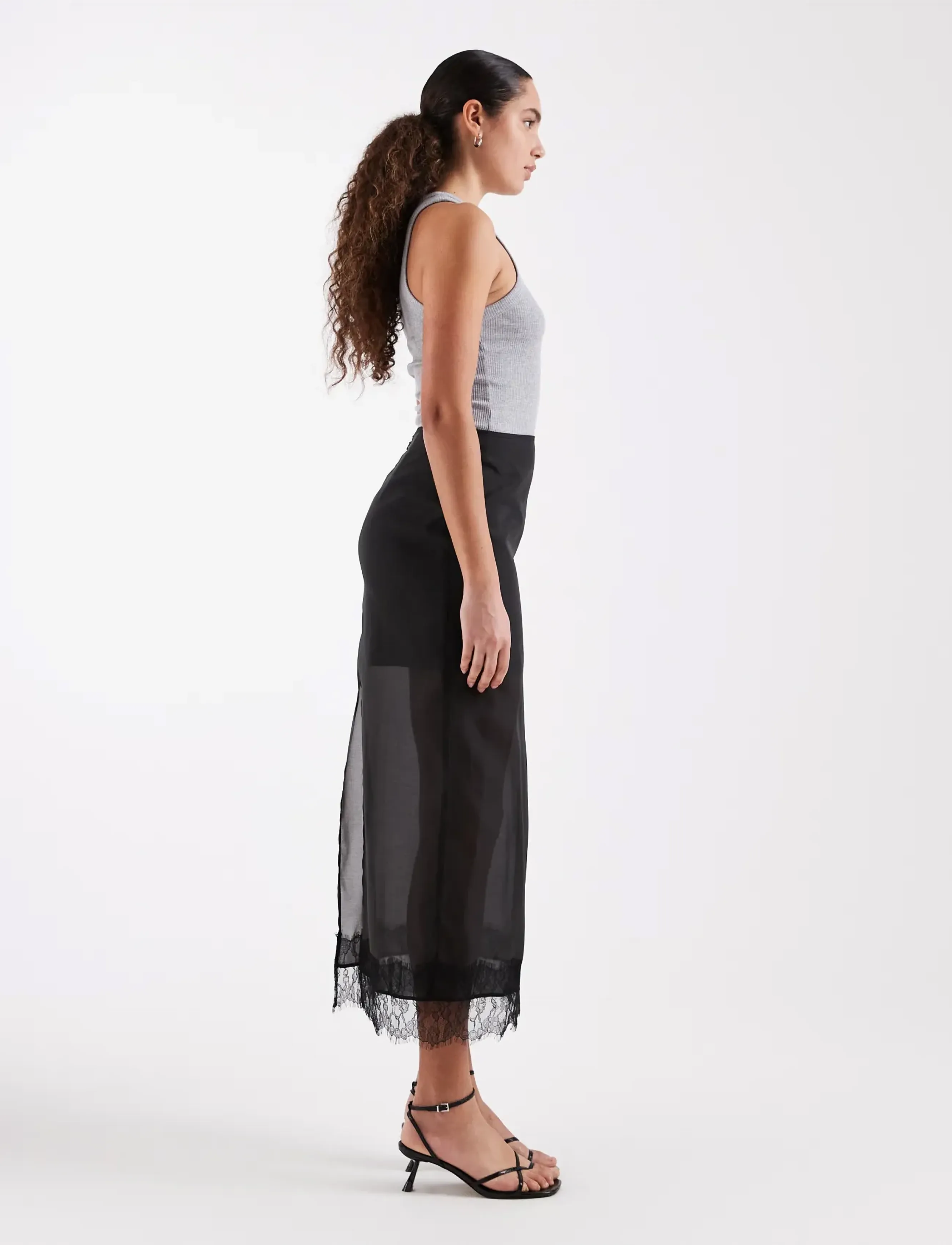 TOPSHOP Tsdena Organza Lace Hem Maxi Skirt Wvn kjolar dam – bild 7