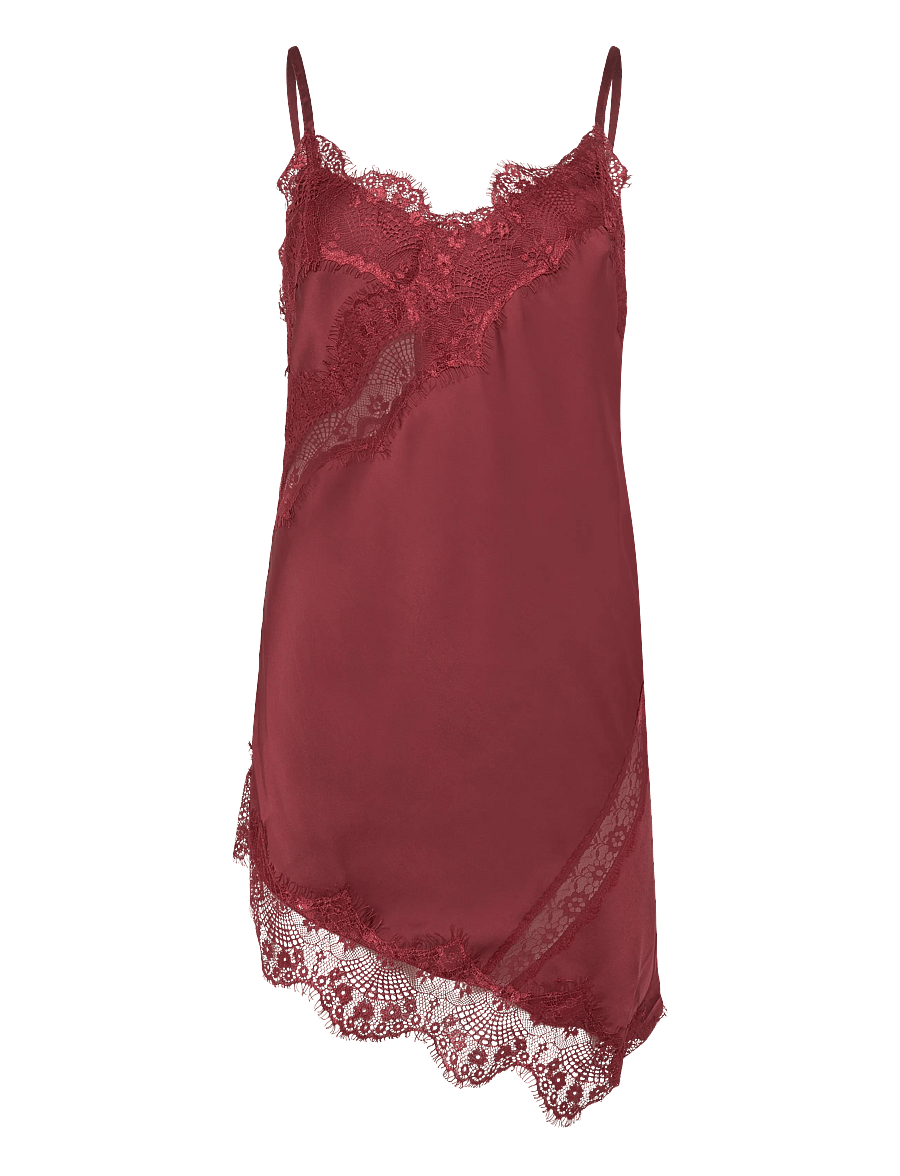 Topshop - TSDREA SL LACE ASYMMETRIC TUNIC TOP WVN - tunics - burgundy - 1