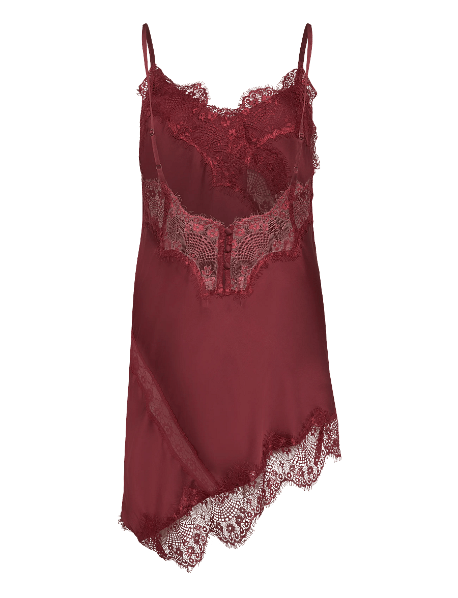 Topshop - TSDREA SL LACE ASYMMETRIC TUNIC TOP WVN - tunics - burgundy - 2