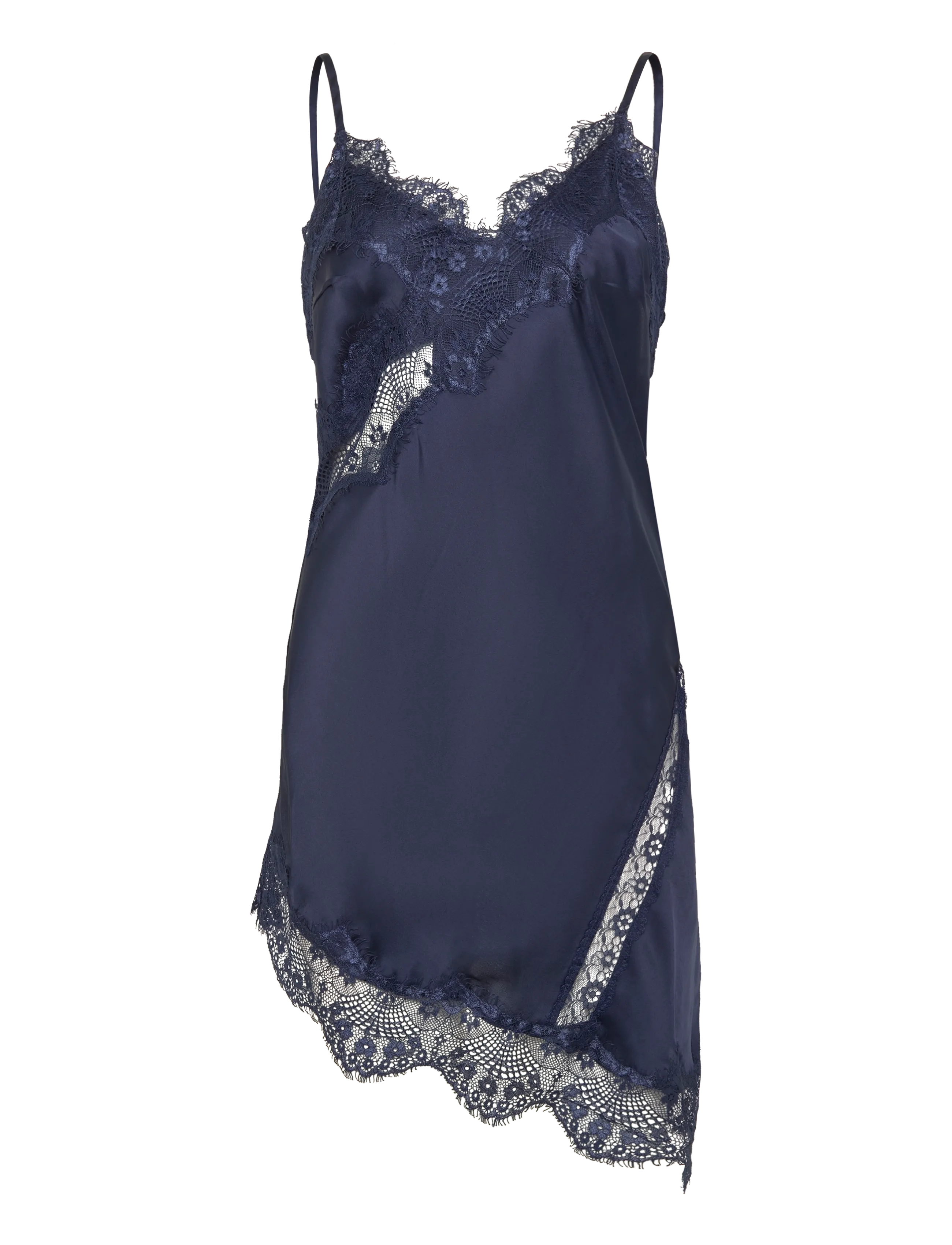 Topshop TSDREA SL LACE ASYMMETRIC TUNIC TOP WVN - Clothing - NAVY BLAZER / navy