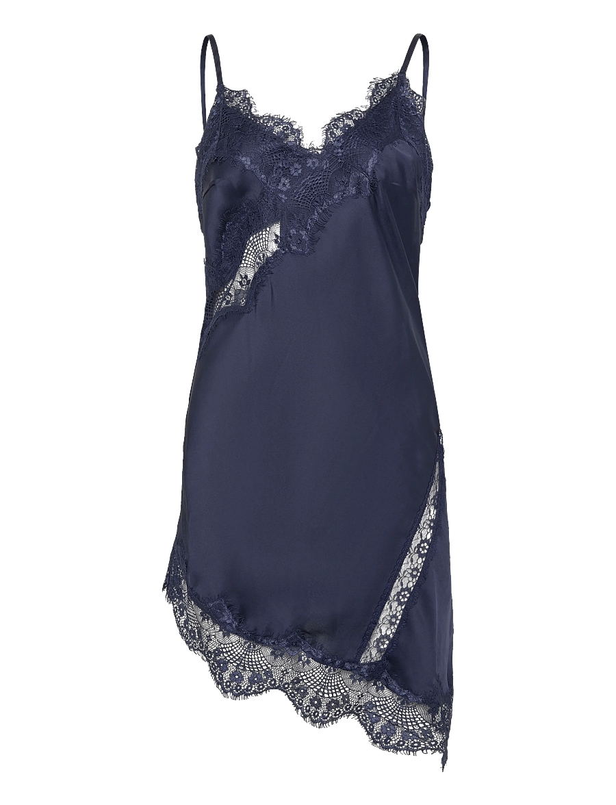 Topshop - TSDREA SL LACE ASYMMETRIC TUNIC TOP WVN - tunics - navy blazer - 1
