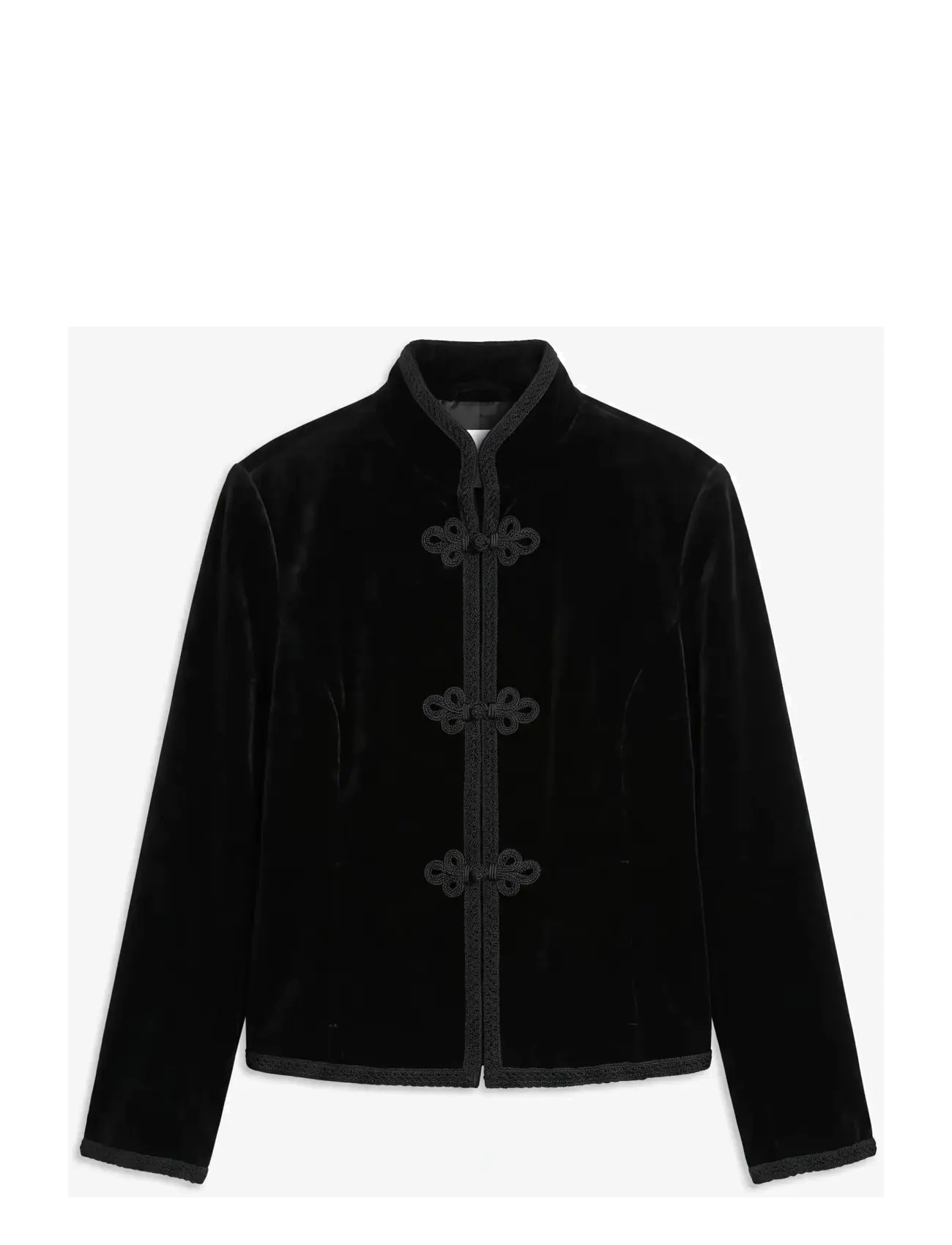 Topshop - TSANGE VELVET KNOT DETAIL JACKET - leichte jacken - jet black - 1