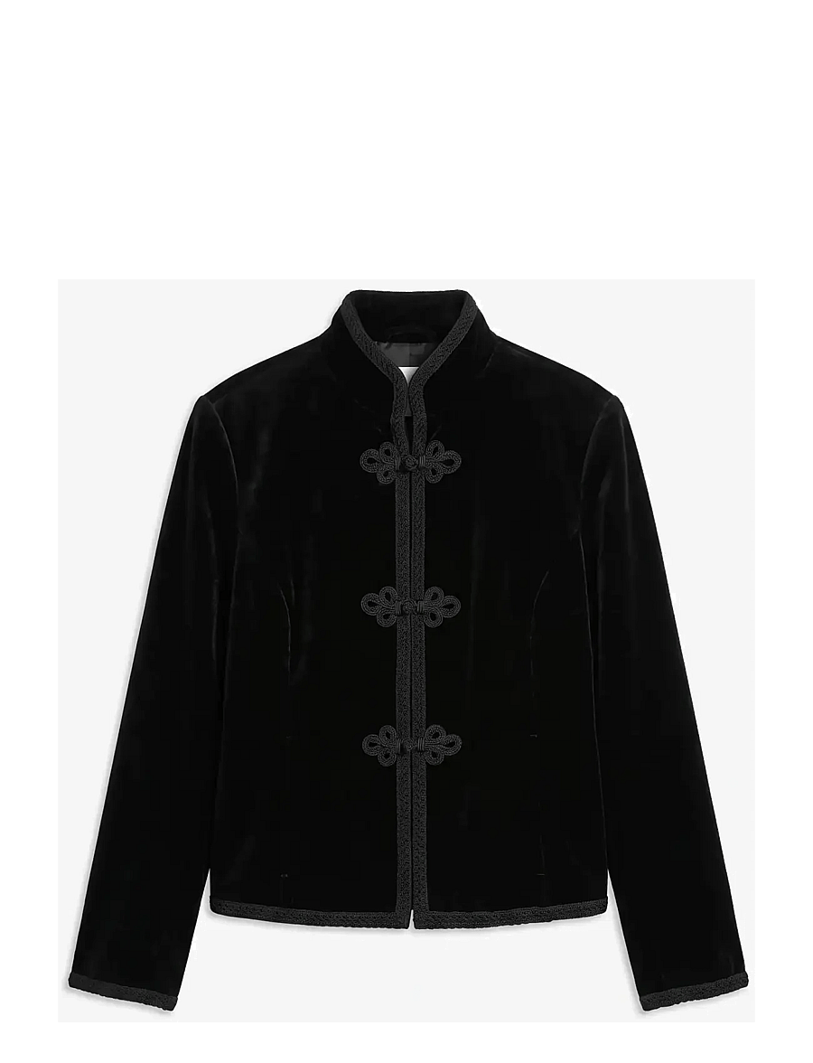 Topshop - TSANGE VELVET KNOT DETAIL JACKET - leichte jacken - jet black - 1