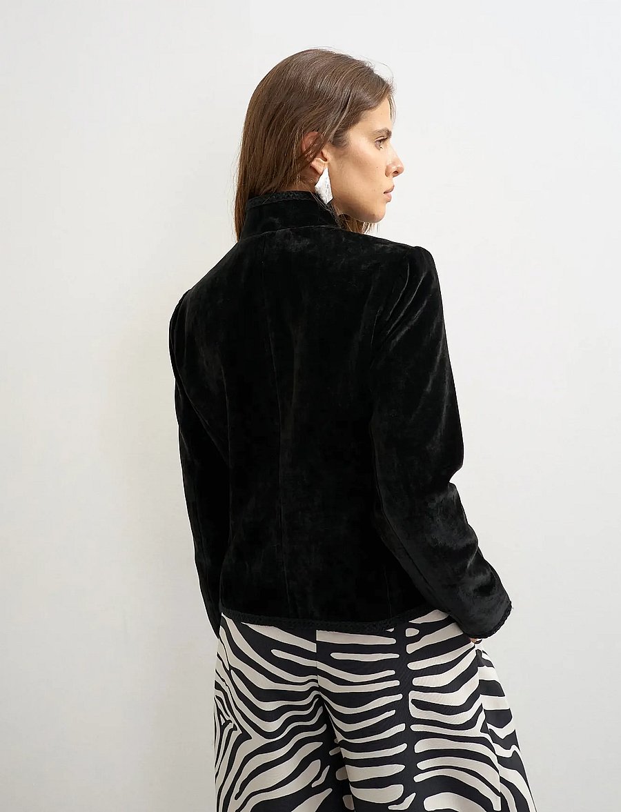 Topshop - TSANGE VELVET KNOT DETAIL JACKET - leichte jacken - jet black - 2