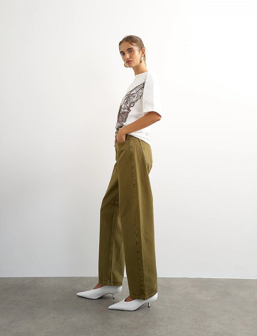 Topshop - TSBARREL KHAKI JEAN DNM - barrel jeans - dark green denim - 0