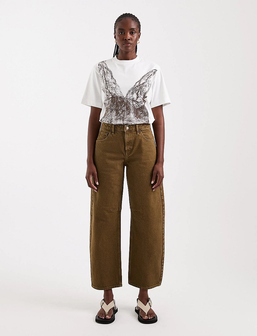 Topshop - TSBARREL KHAKI JEAN DNM - barrel jeans - dark green denim - 0