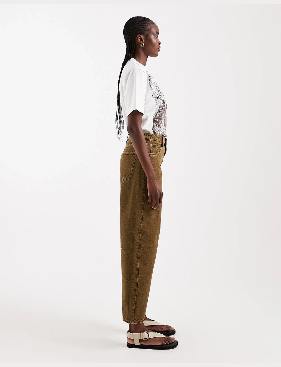Topshop - TSBARREL KHAKI JEAN DNM - barrel jeans - dark green denim - 4