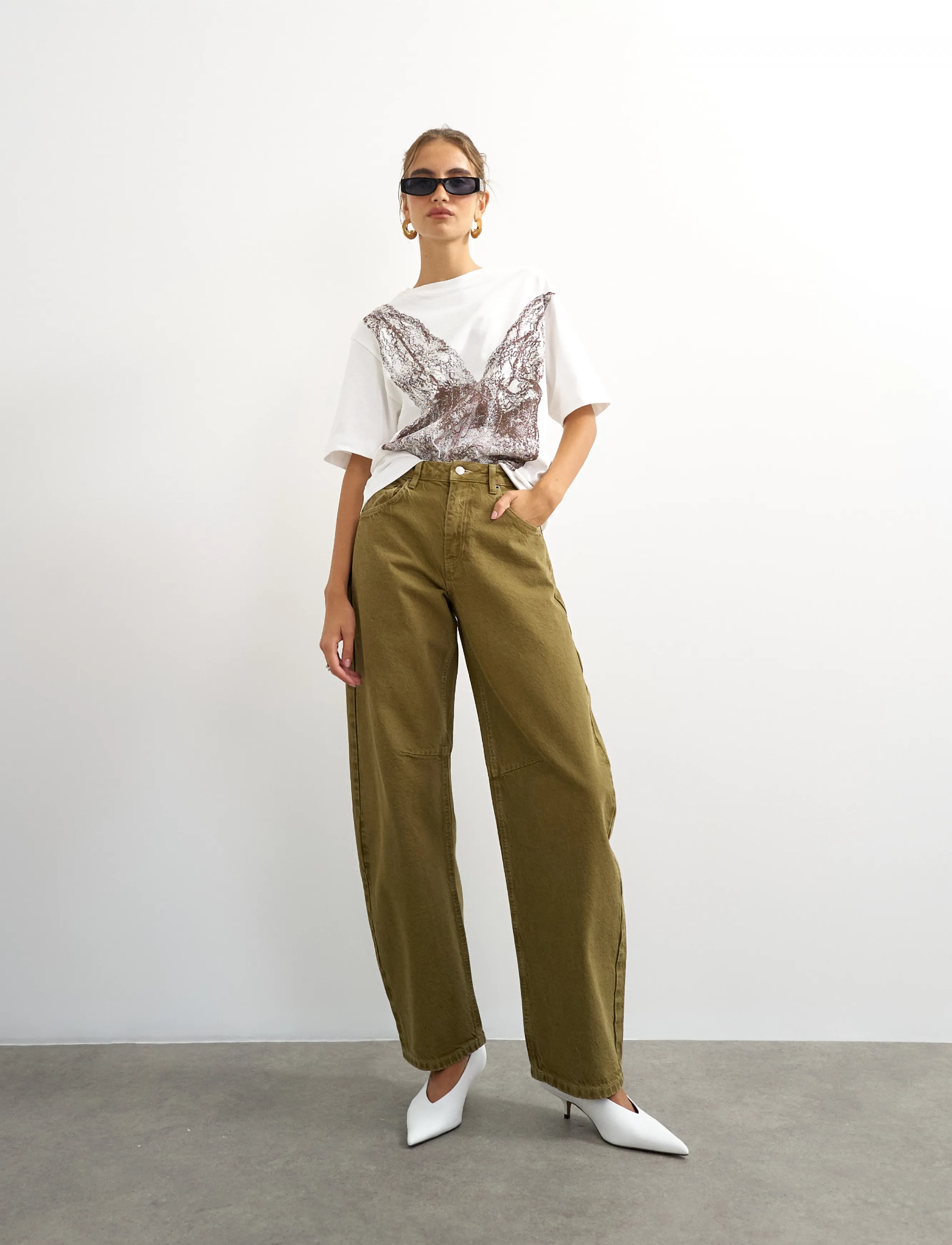 Topshop - TSBARREL KHAKI JEAN DNM - herbstersparnisse - dark green denim - 5