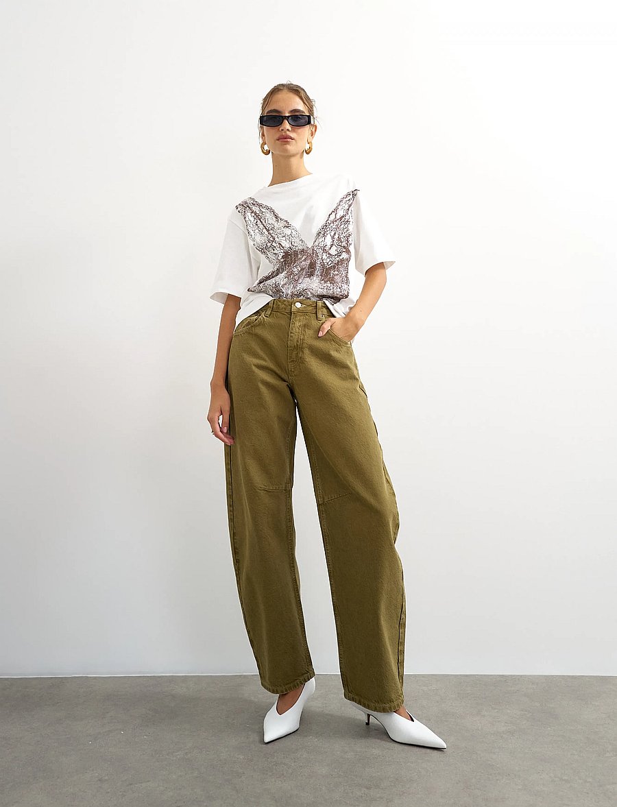 Topshop - TSBARREL KHAKI JEAN DNM - barrel jeans - dark green denim - 5