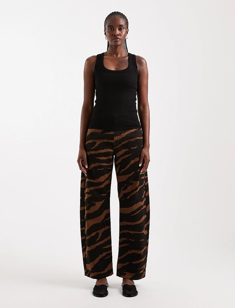 Topshop - TSBARREL MID RISE JEANS DNM - barrel jeans - dark brown denim - 0