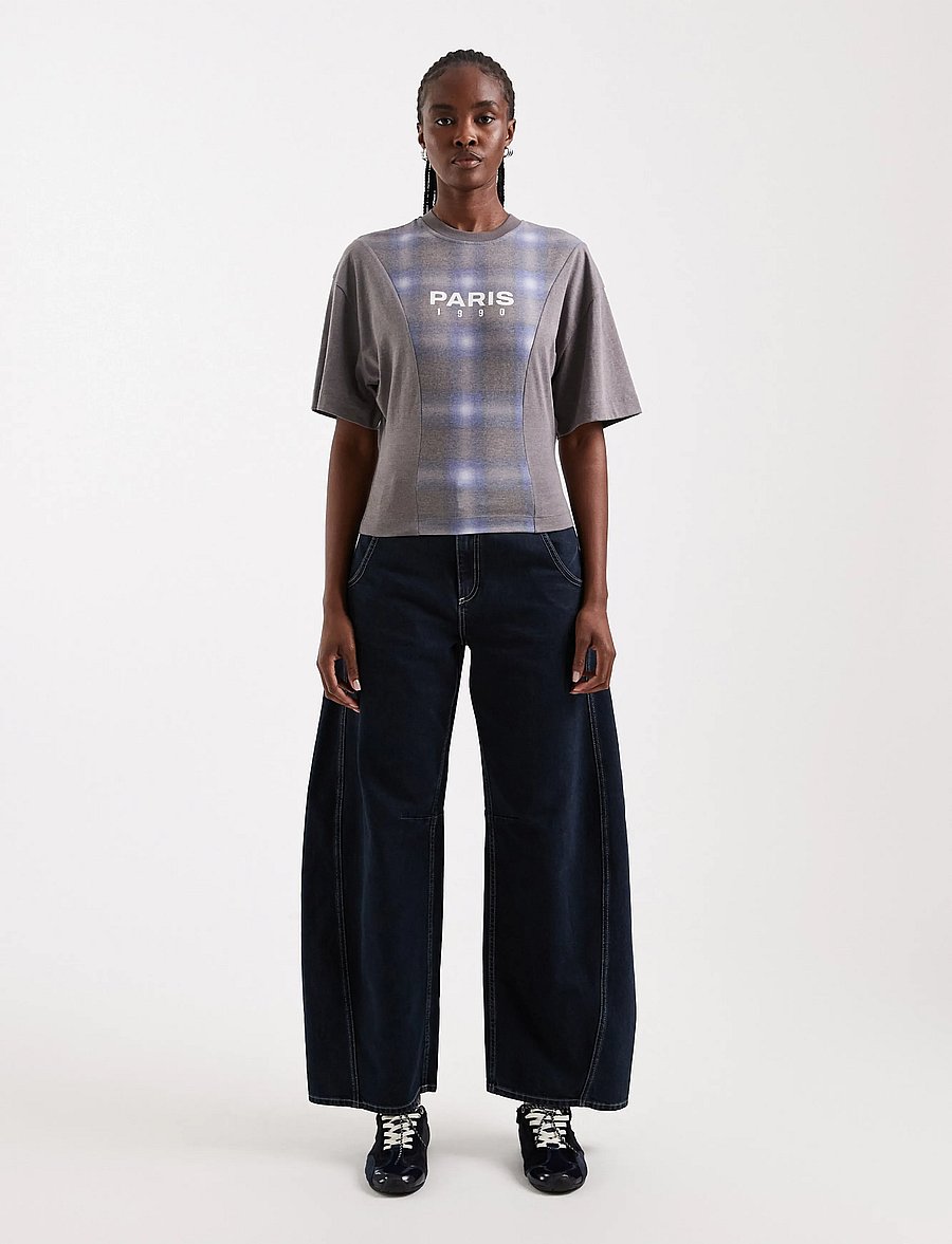 Topshop - TSHORSESHOE JEANS MID RISE DNM - barrel-teksad - dark blue denim - 0