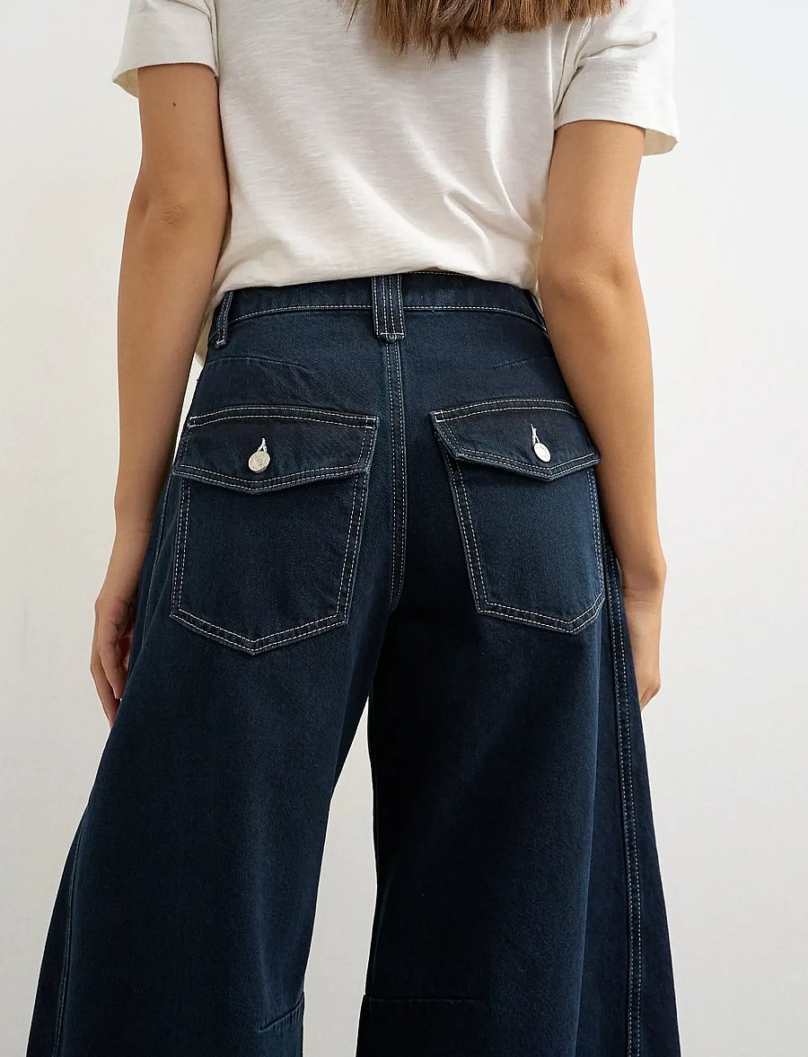 Topshop - TSHORSESHOE JEANS MID RISE DNM - „barrel“ formos džinsai - dark blue denim - 4